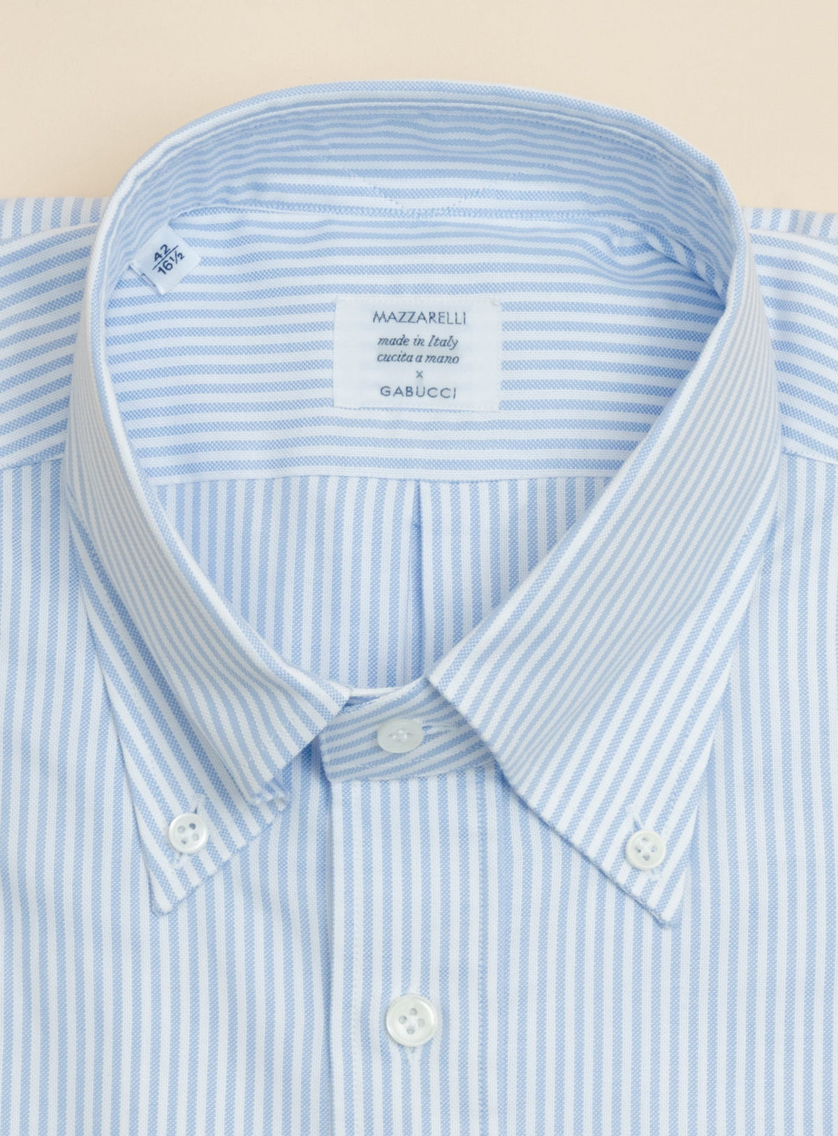 Oxford Striped Ivy Fit Shirt Light Blue Mazzarelli Shirts 38