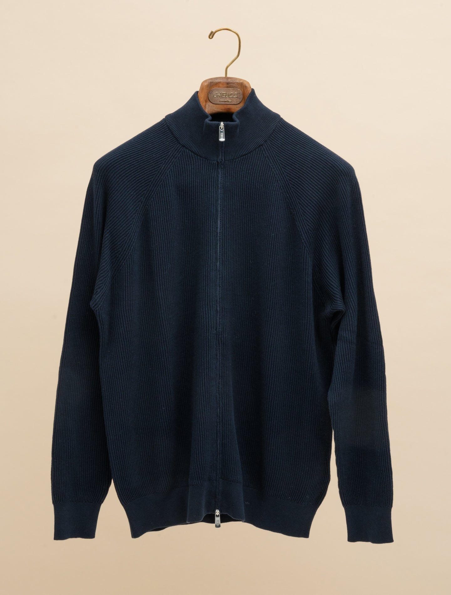 Paul Merino Raglan Full Zip Navy Fedeli Knitwear 48