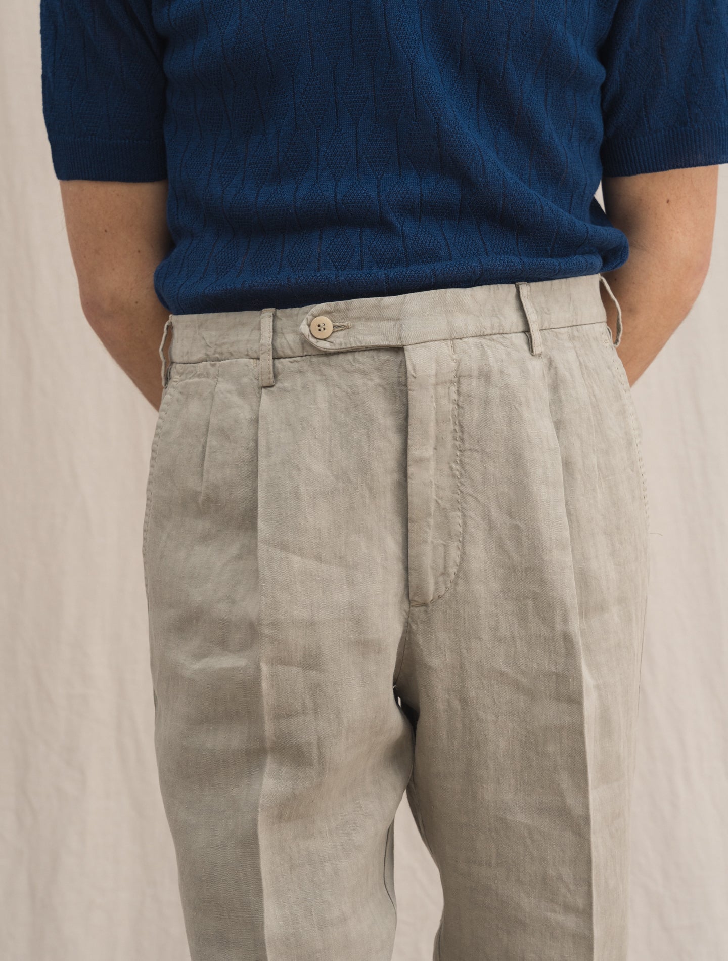 Pleated Linen Trousers Sand Rota Trousers 46