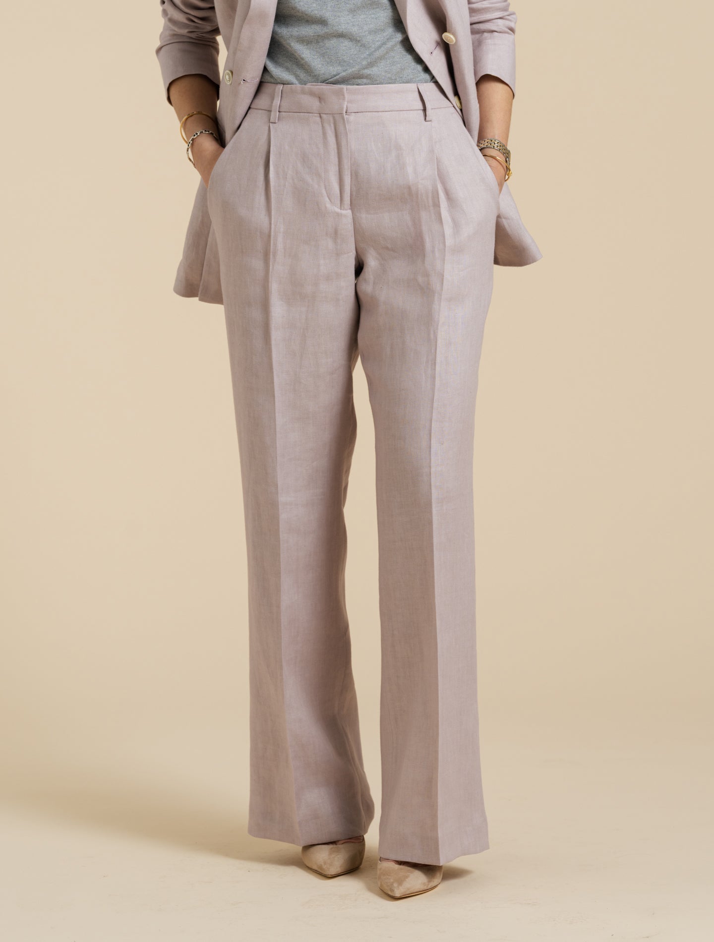 Pleated Straight Leg Trousers Pink Lardini Trousers IT 40