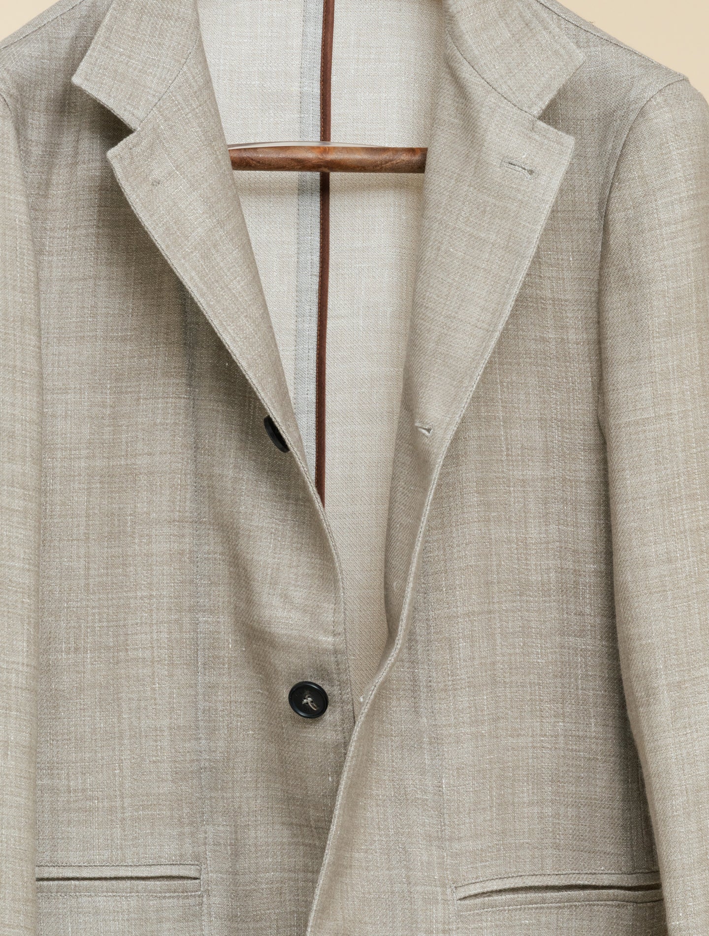 Poggio Textured Linen Wool Jacket Beige Manto Outerwear 48