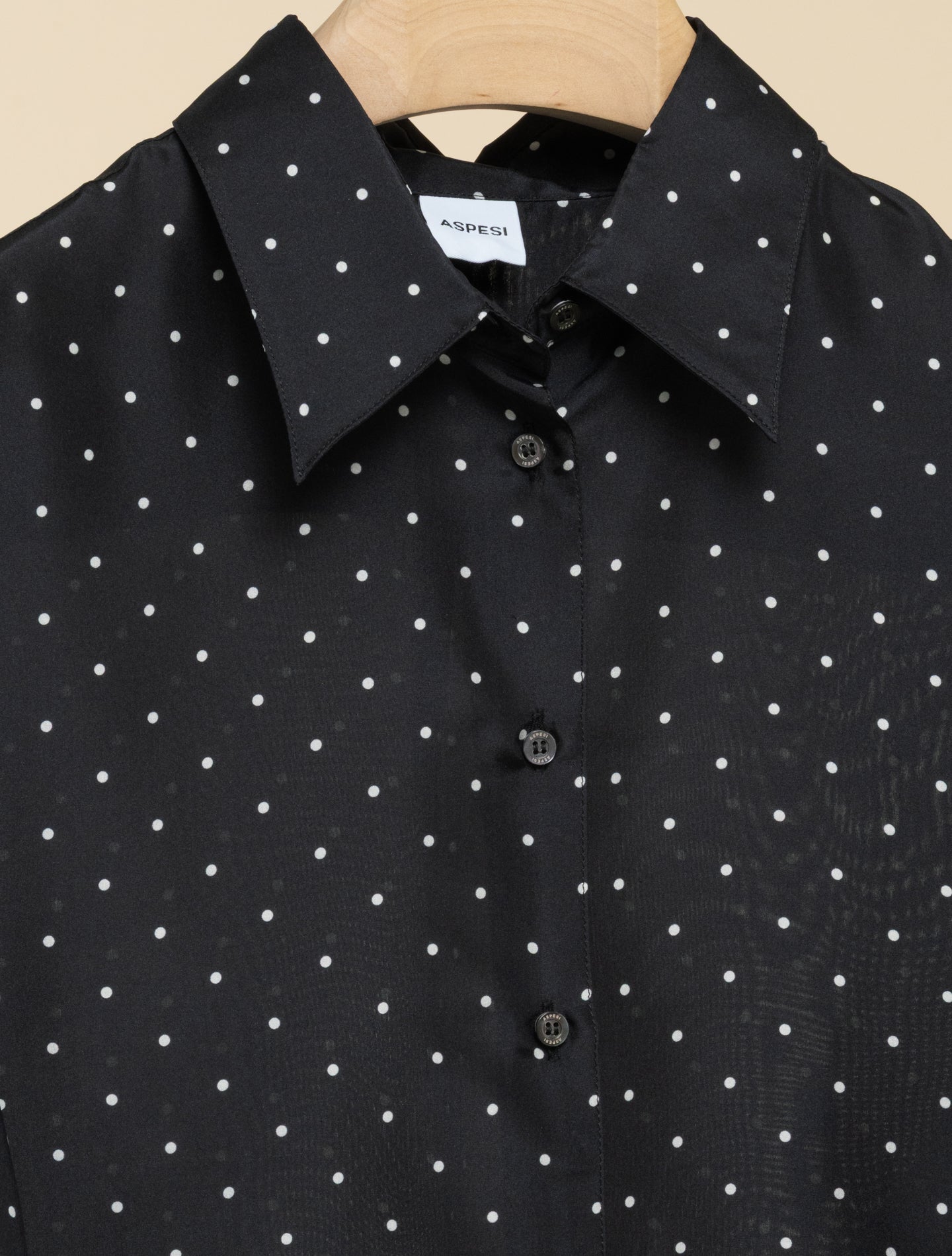 Polka Dot Silk Habutai Shirt Black Aspesi Blouses IT 38