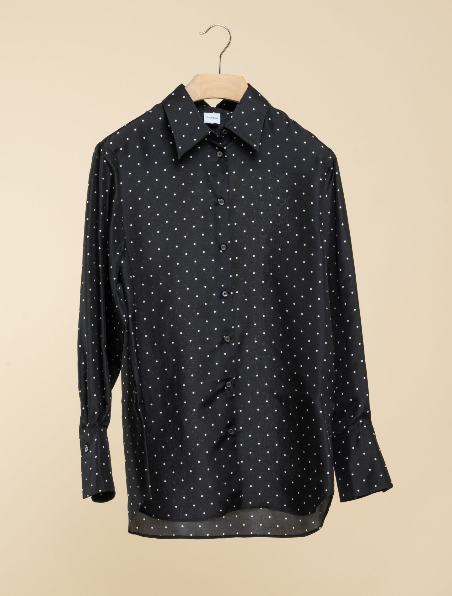 Polka Dot Silk Habutai Shirt Black Aspesi Blouses IT 38