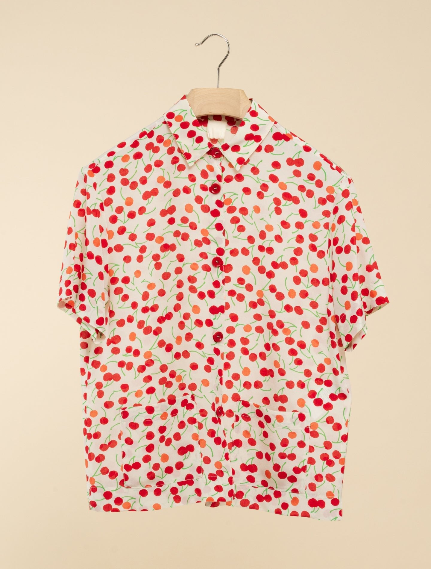 Printed Silk Crepe De Chine Top - AA Capsule Collection Cherrys Aspesi Blouses IT 38