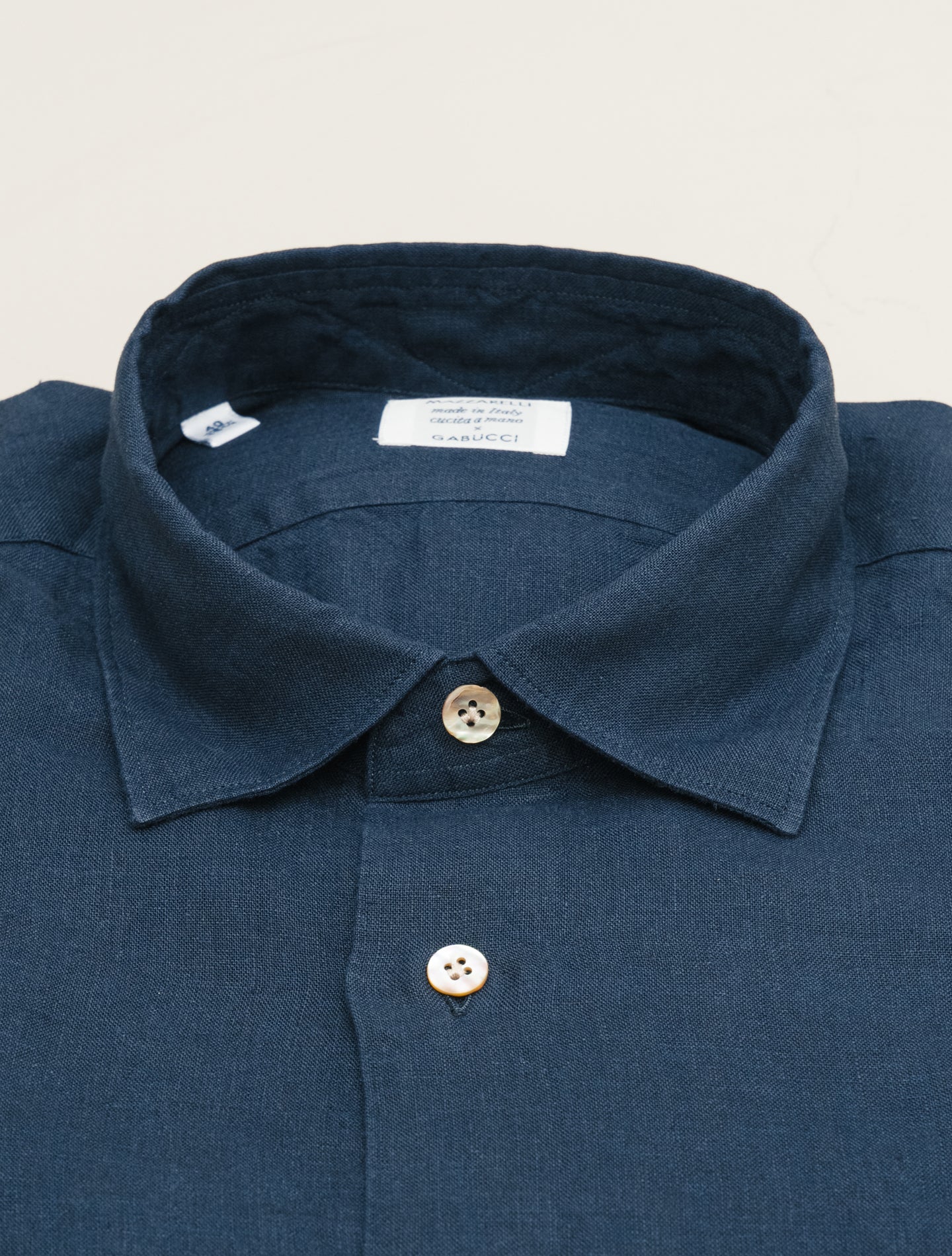 Relaxed Fit Linen Shirt Navy Mazzarelli Shirts 39