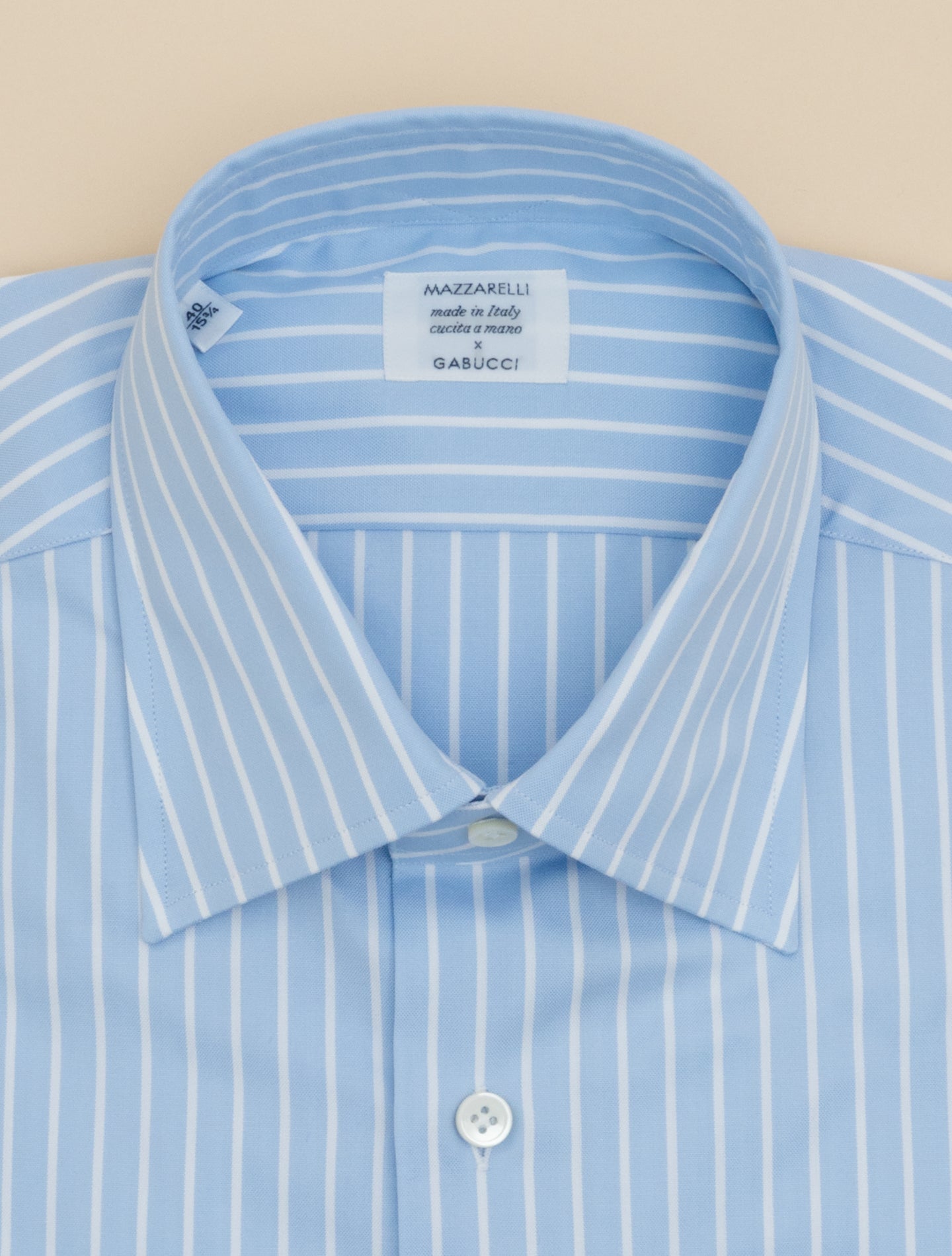 Reverse Striped Cotton Turn Down Shirt Light Blue Mazzarelli Shirts 38