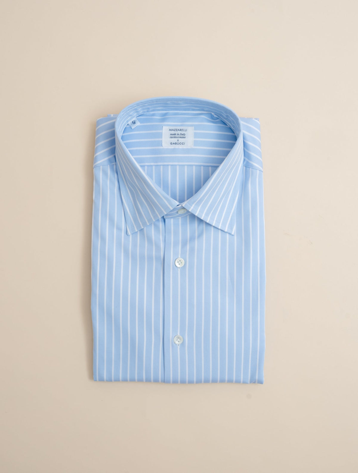 Reverse Striped Turn Down Shirt Light Blue Mazzarelli Shirts 39