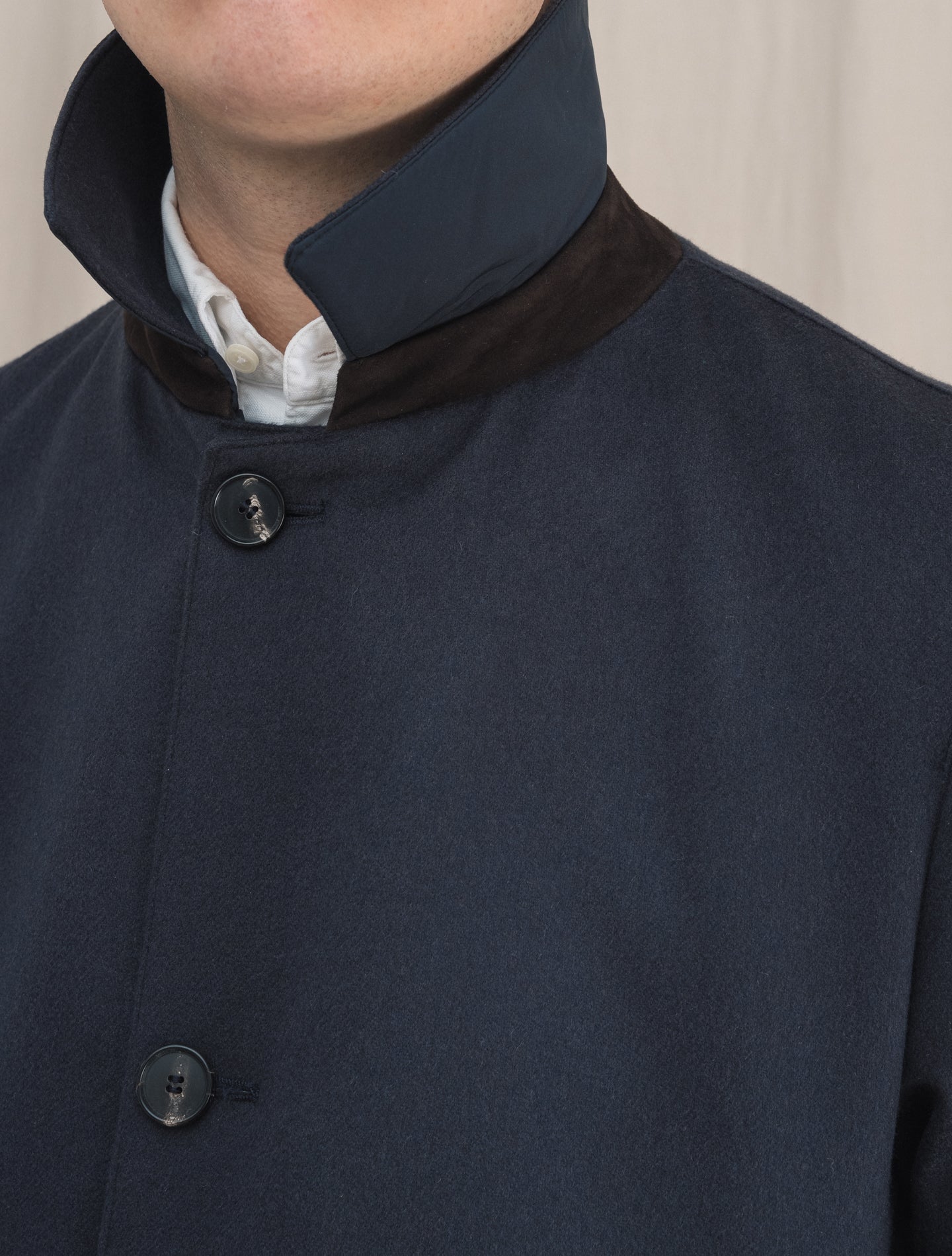 Reversible Cashmere Down coat Navy Manto Outerwear 48