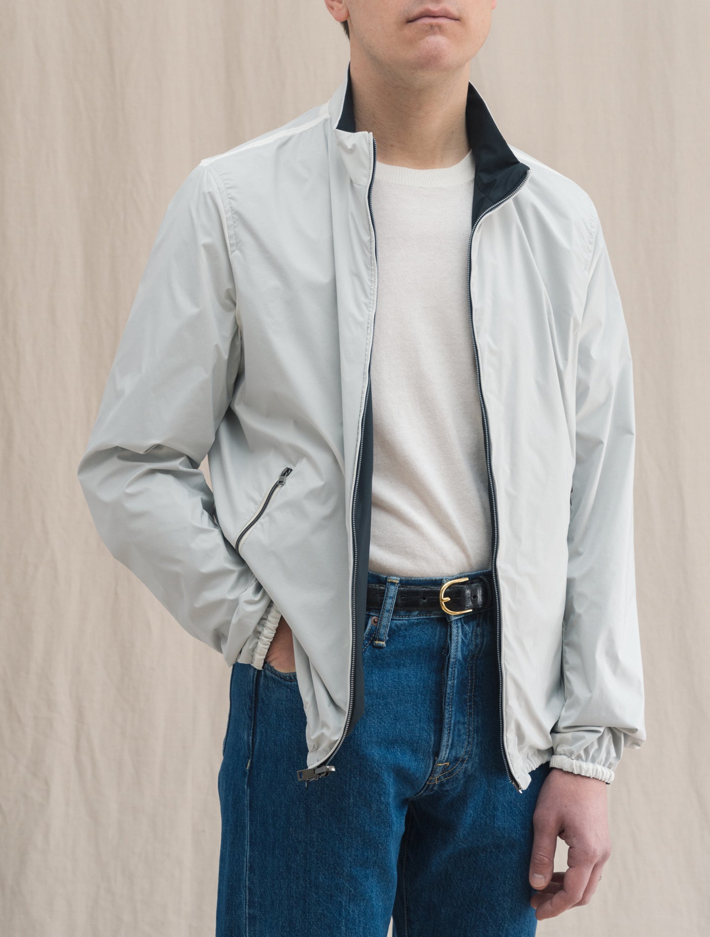 Reversible Microfiber Bomber Navy Herno Outerwear 48