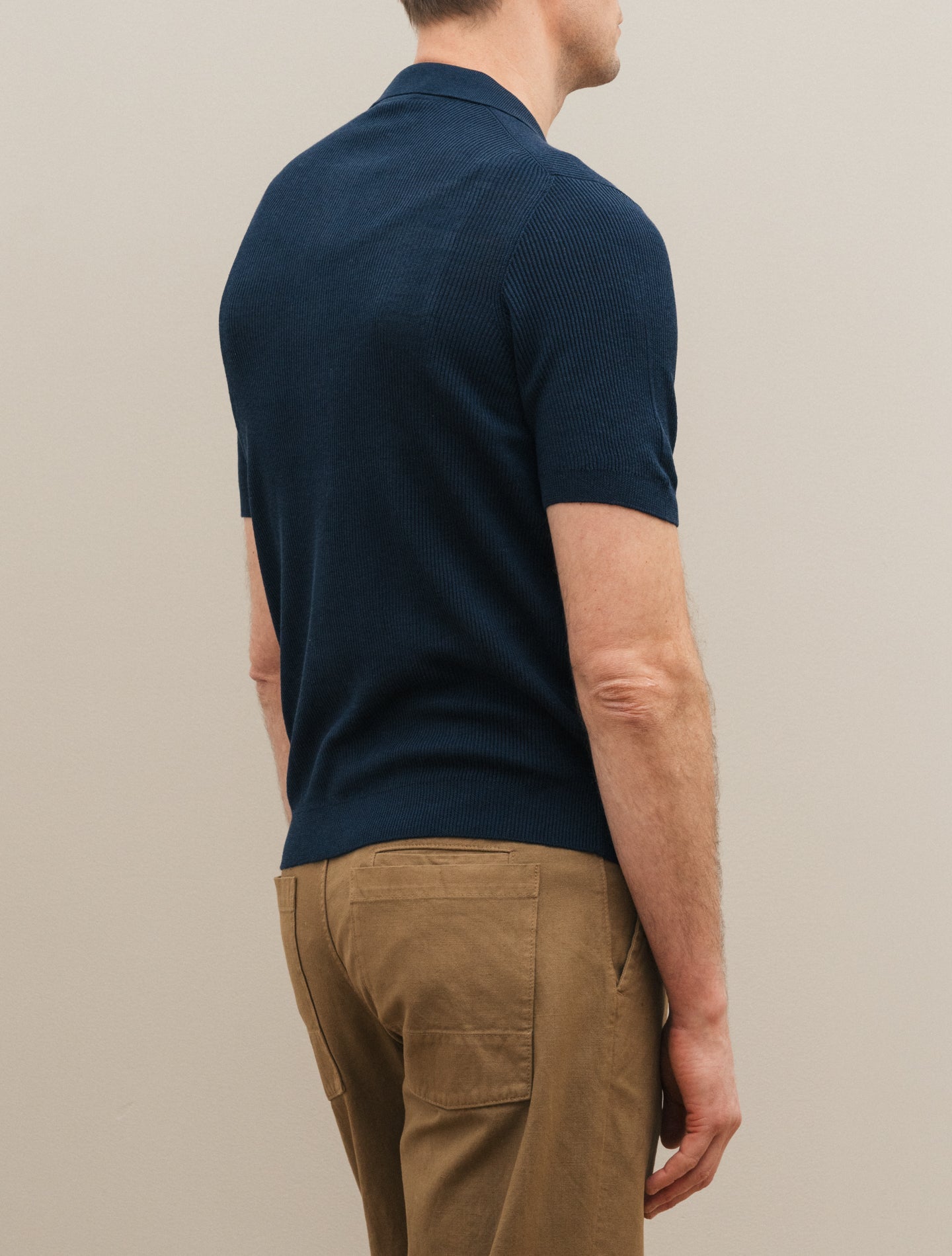 Rib - Knitted Short Sleeve Shirt Navy Gabucci Polo shirts 48