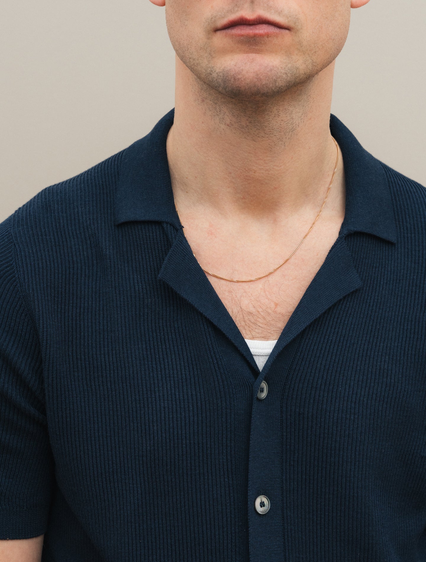 Rib - Knitted Short Sleeve Shirt Navy Gabucci Polo shirts 48