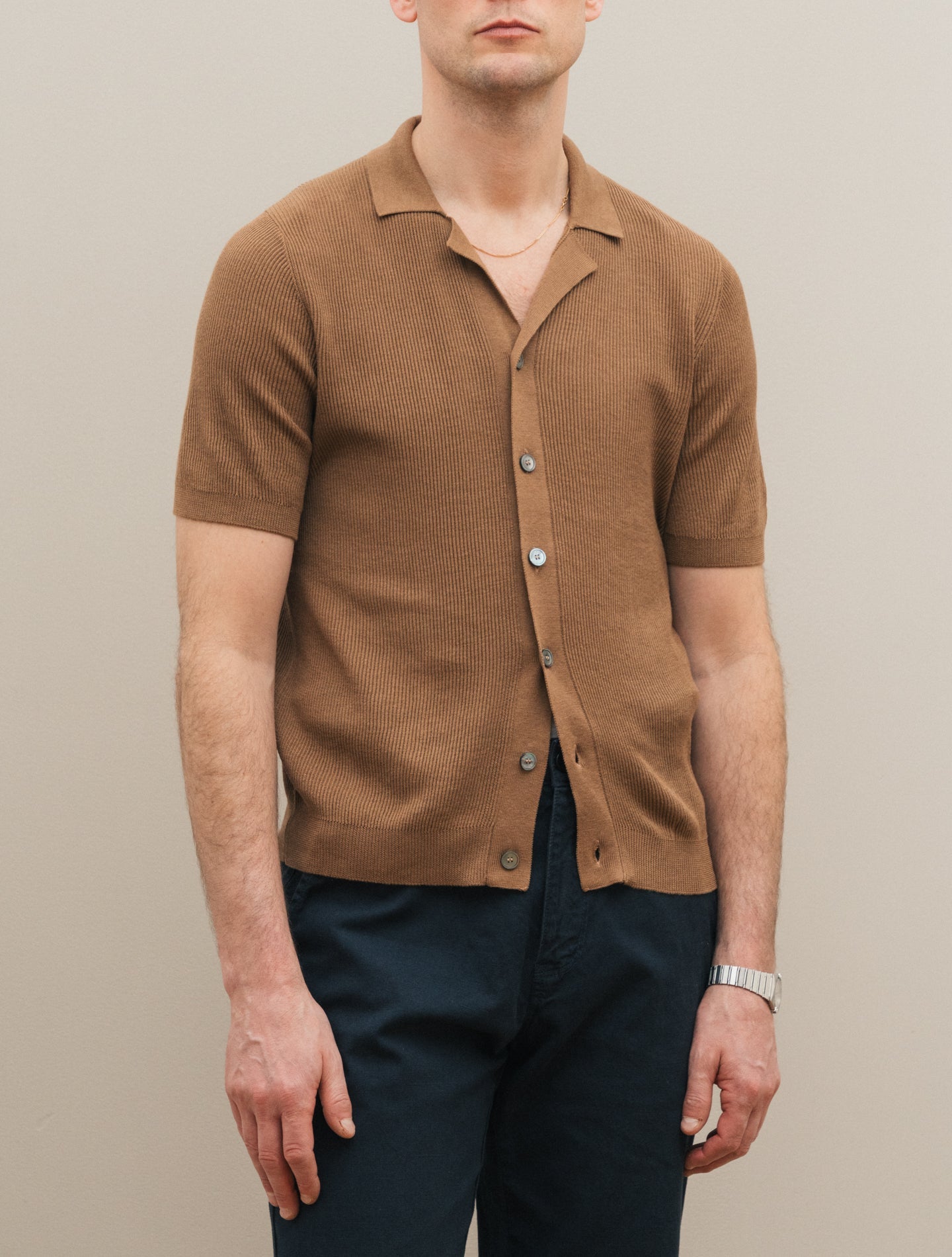 Rib - Knitted Short Sleeve Shirt Terra Gabucci Polo shirts 48