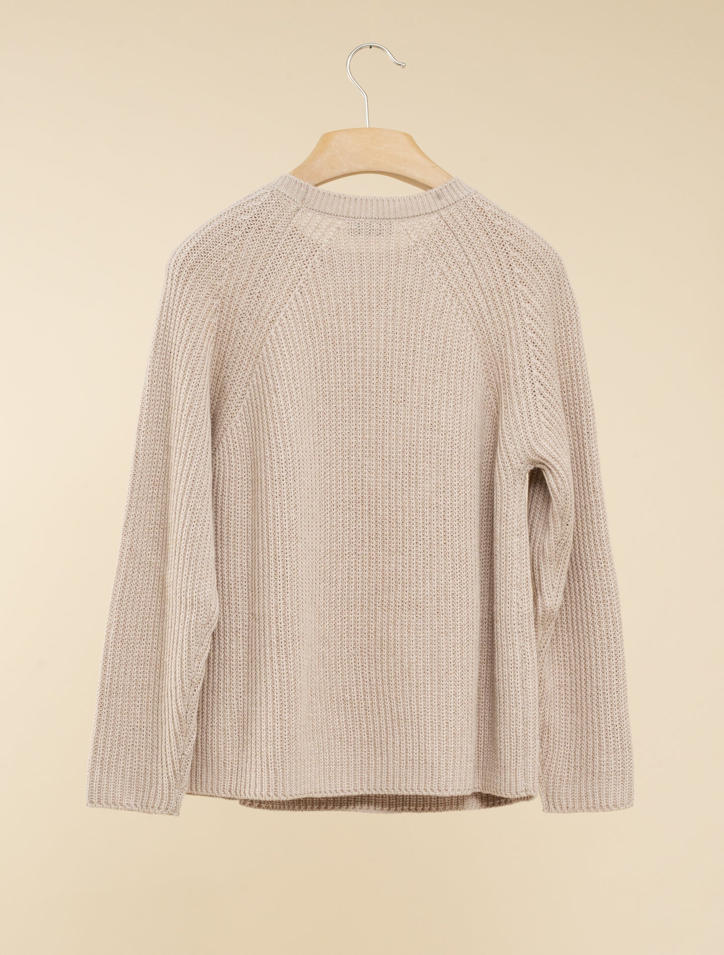 Ribb Knit Cotton Cashmere Crewneck Beige Morgano Knitwear IT 40