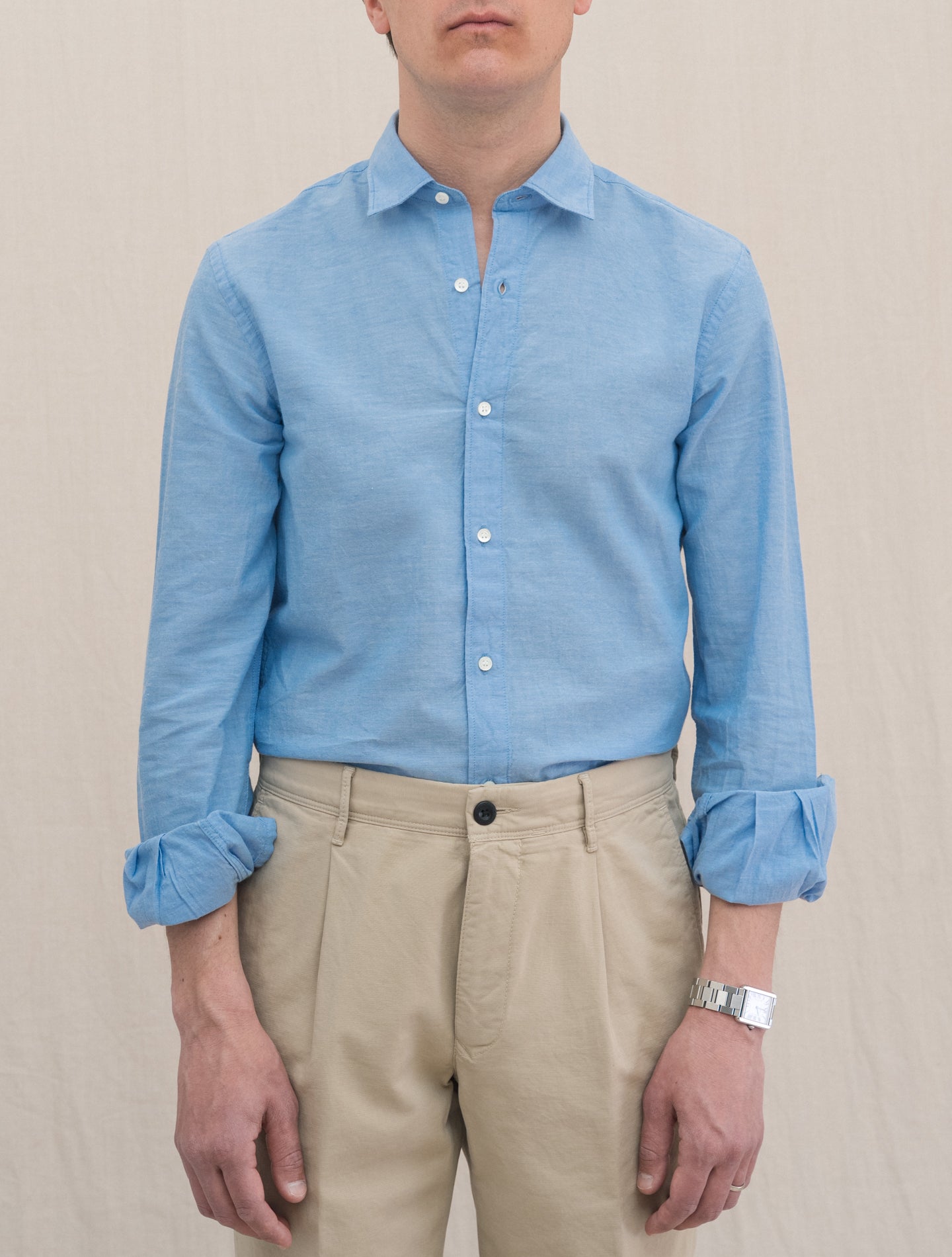 Ridotta Cotton Shirt Light Blue Aspesi Shirts XS