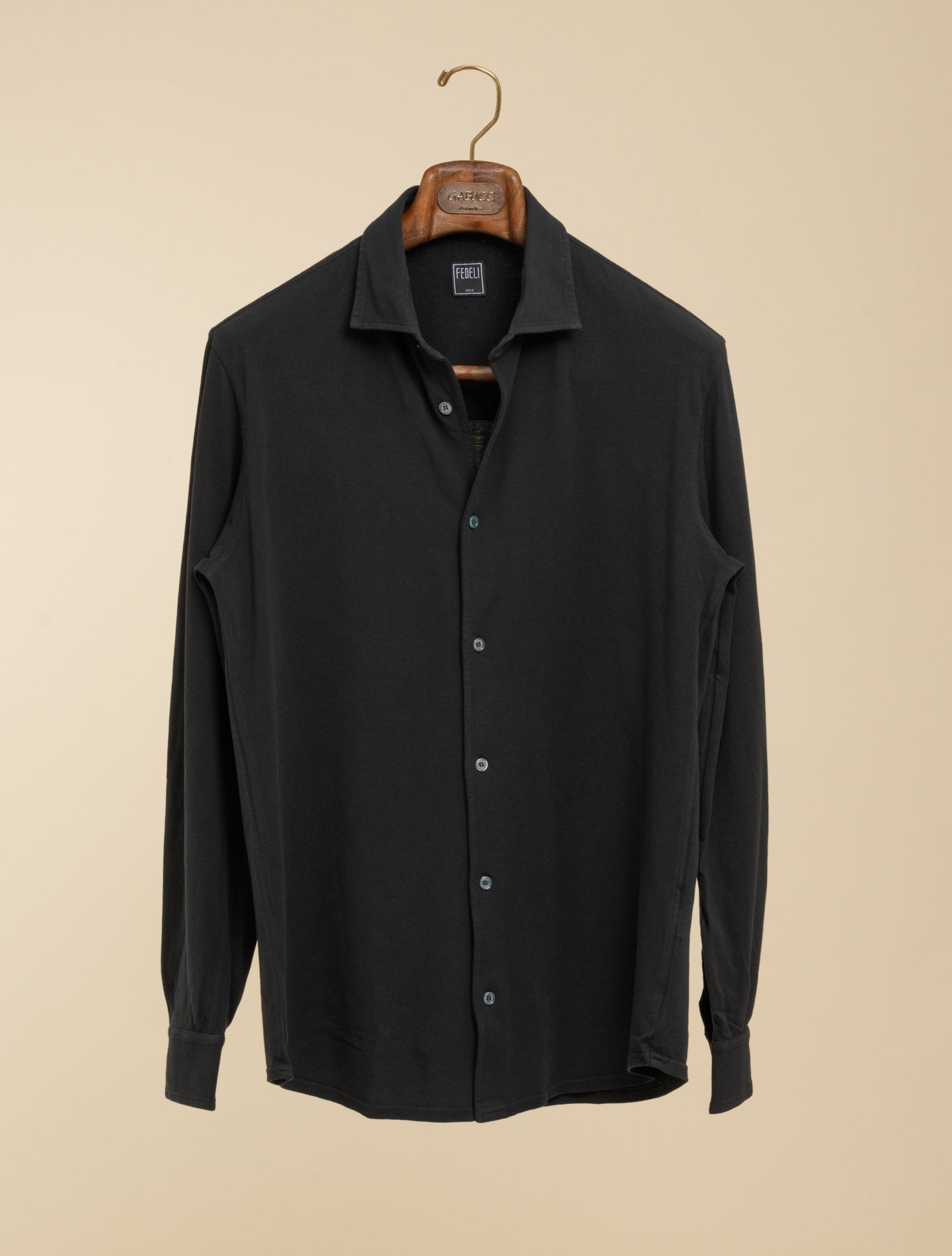 Robert Pique Long Sleeve Shirt Dark Brown Fedeli Polo shirts 48