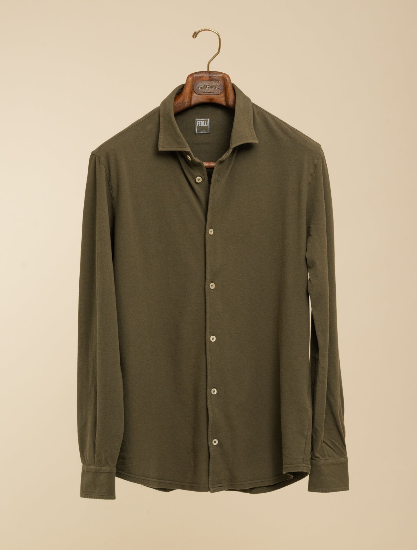 Robert Piqu Long Sleeve Shirt Military | Fedeli | Gabucci Robert Piqu Long Sleeve Shirt Military | Fedeli | Gabucci