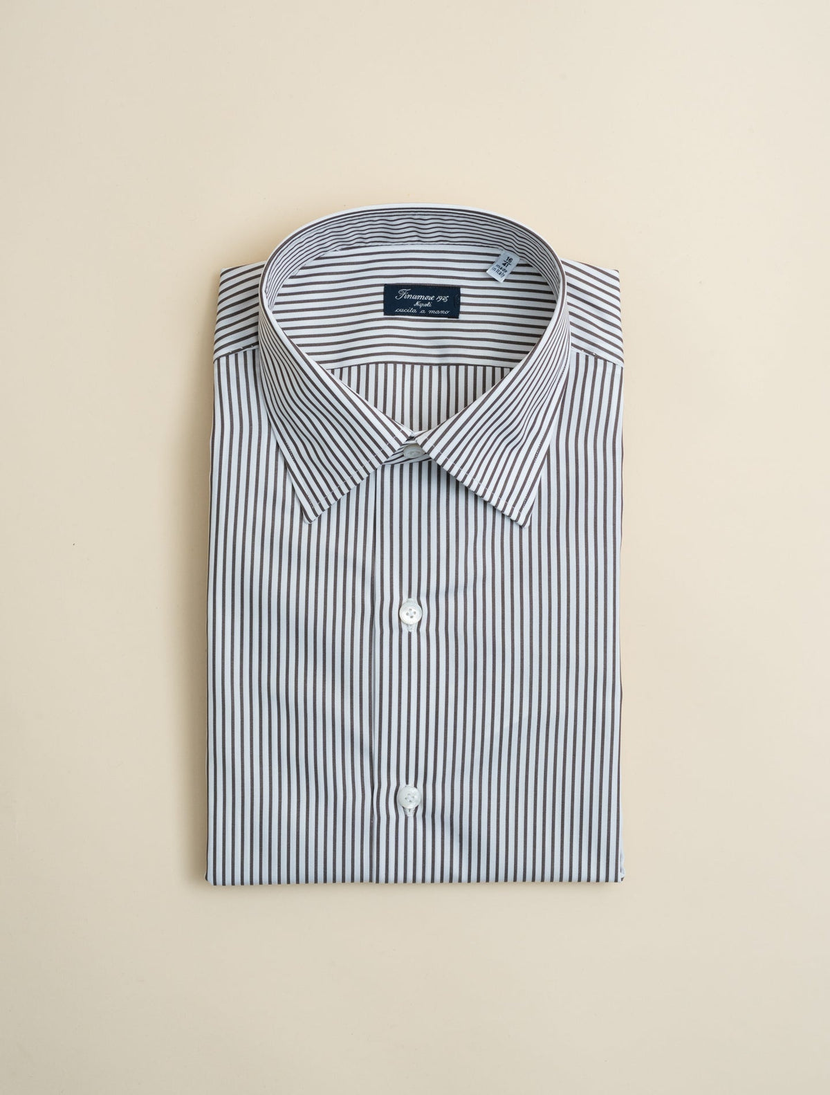 Rodi Striped Cotton Pinpoint Shirt Brown Finamore Shirts 39