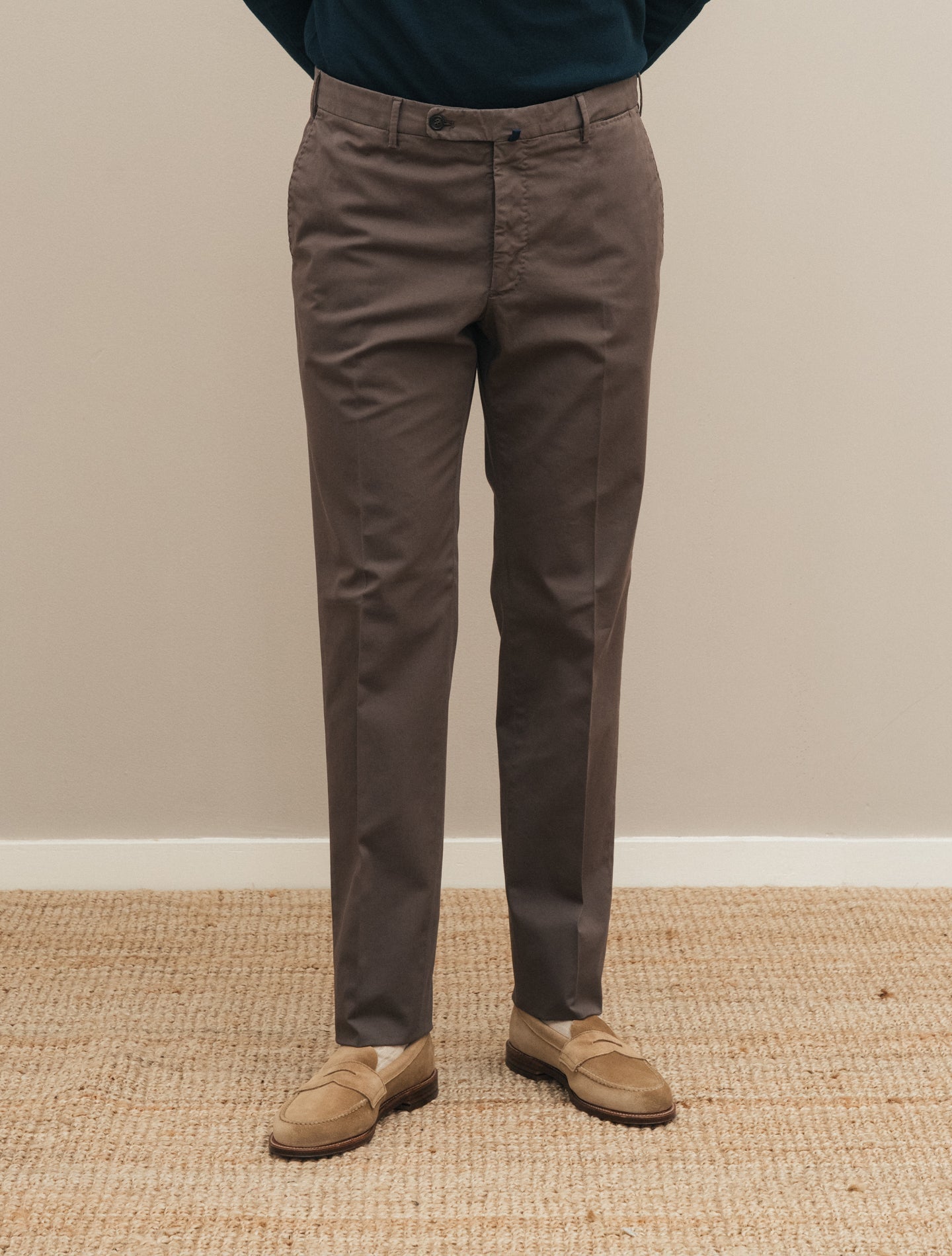 Royal Batavia Cotton Regular Fit Chinos Brown Incotex Trousers 46