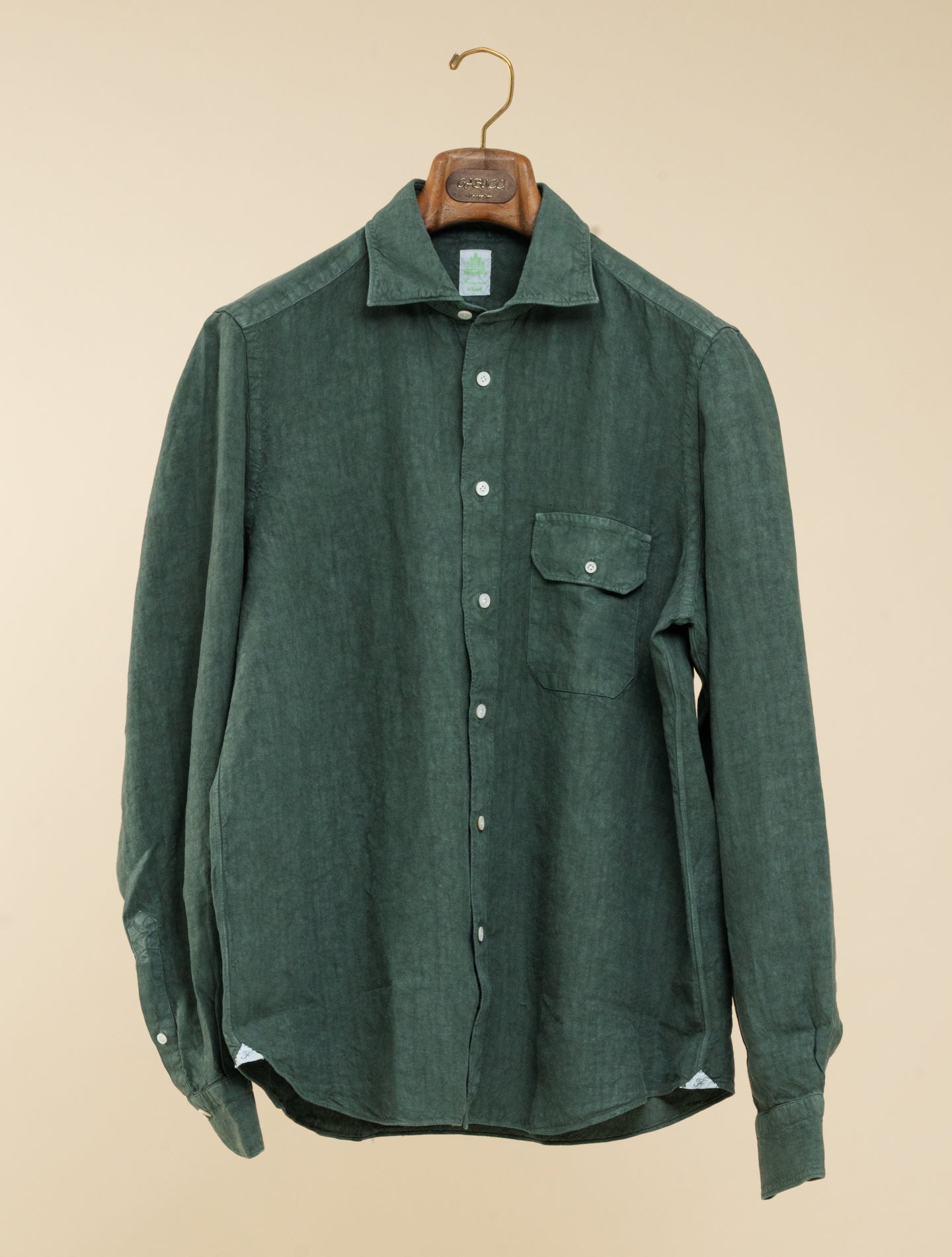 Salina Linen Overshirt Green Finamore Shirts S