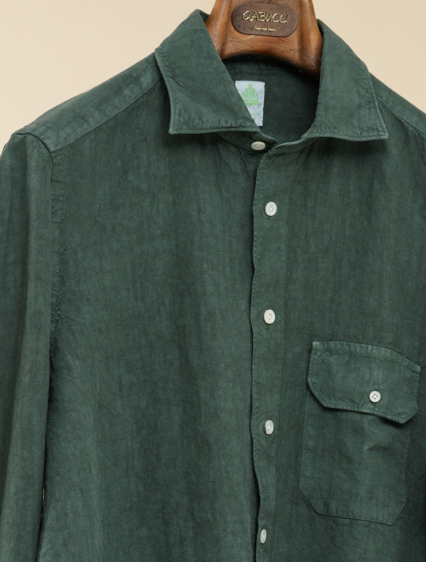 Salina Linen Overshirt Green Finamore Shirts S
