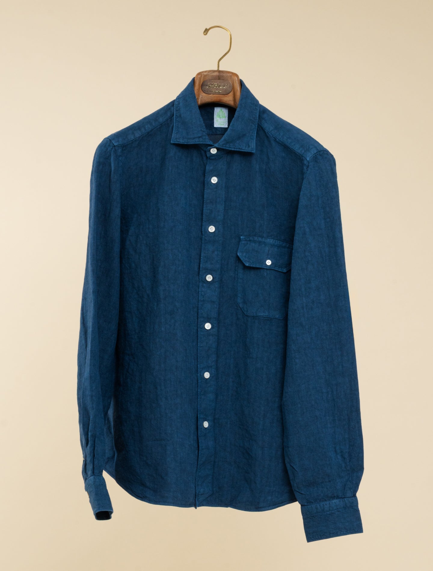 Salina Linen Overshirt Navy Finamore Shirts S