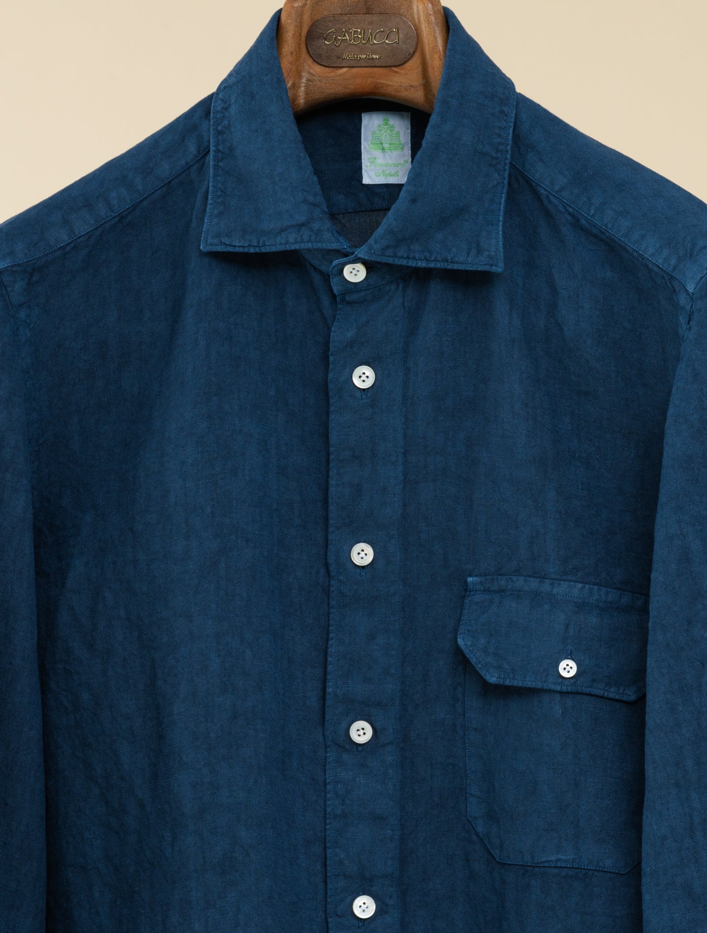 Salina Linen Overshirt Navy Finamore Shirts S