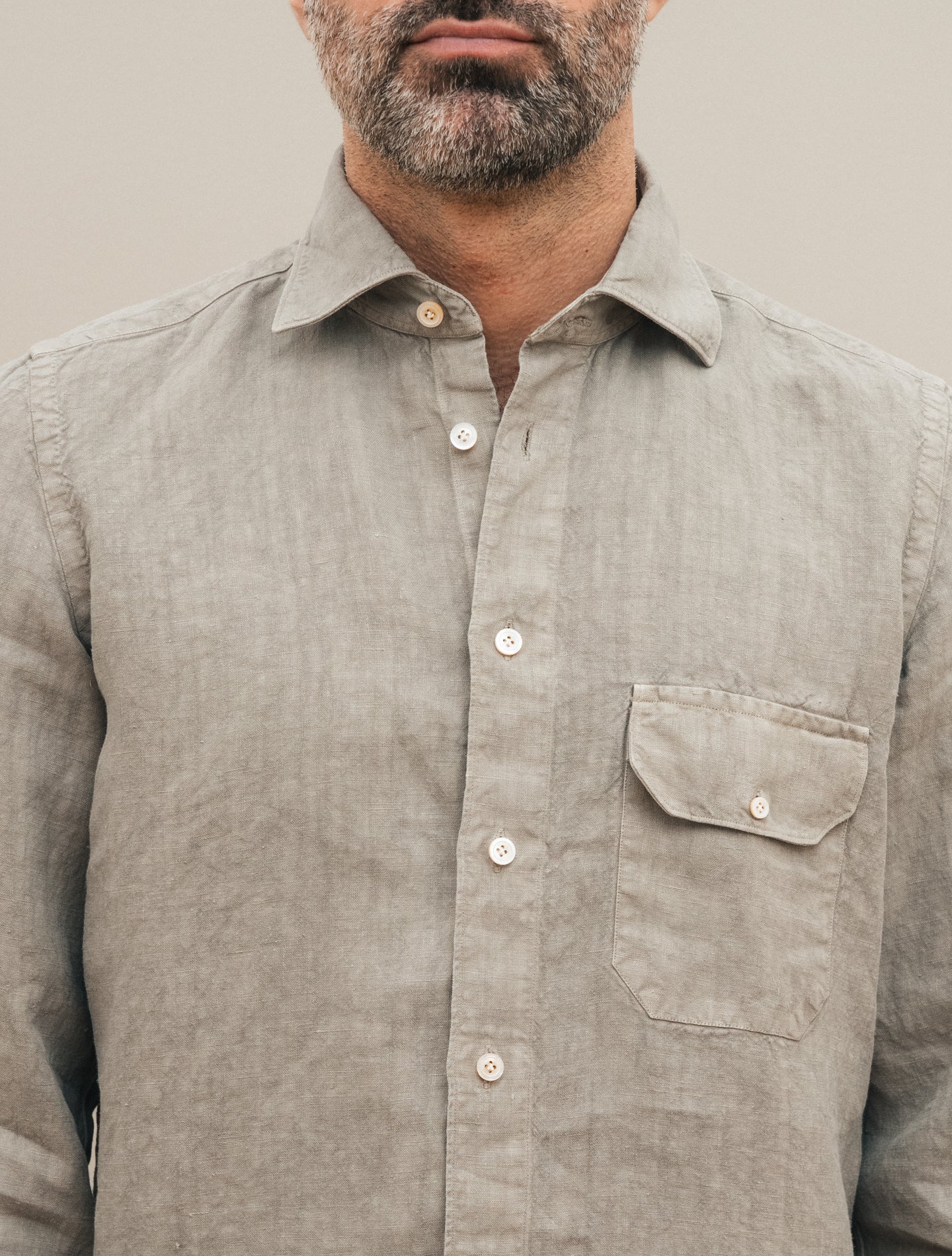 Salina Relaxed Heavy Linen Shirt Beige Finamore Shirts S