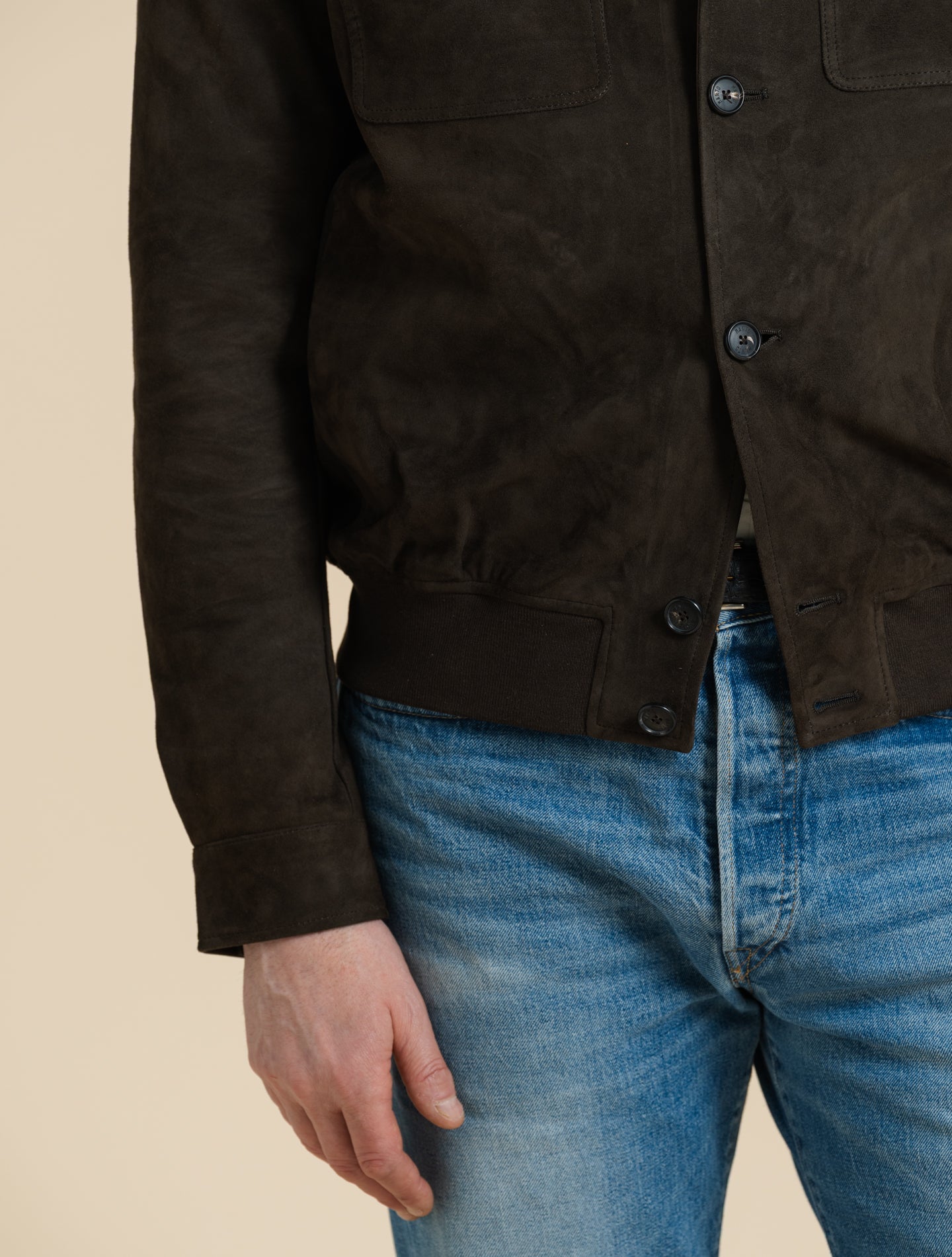 Salvus Suede Bomber Jacket Dark Brown Manto Outerwear 48