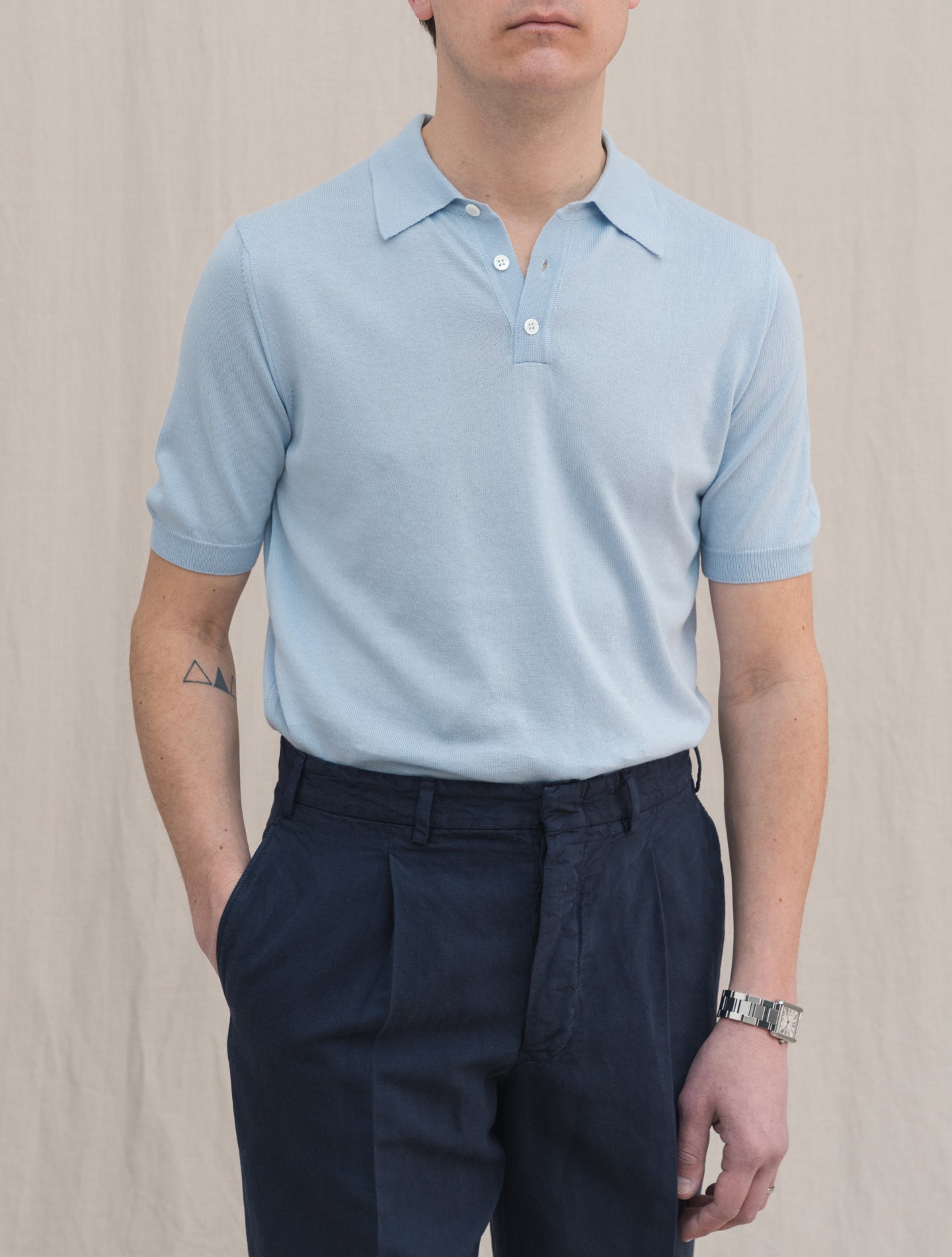 Short Sleeve Cotton Polo Shirt Light Blue Morgano Polo shirts 48