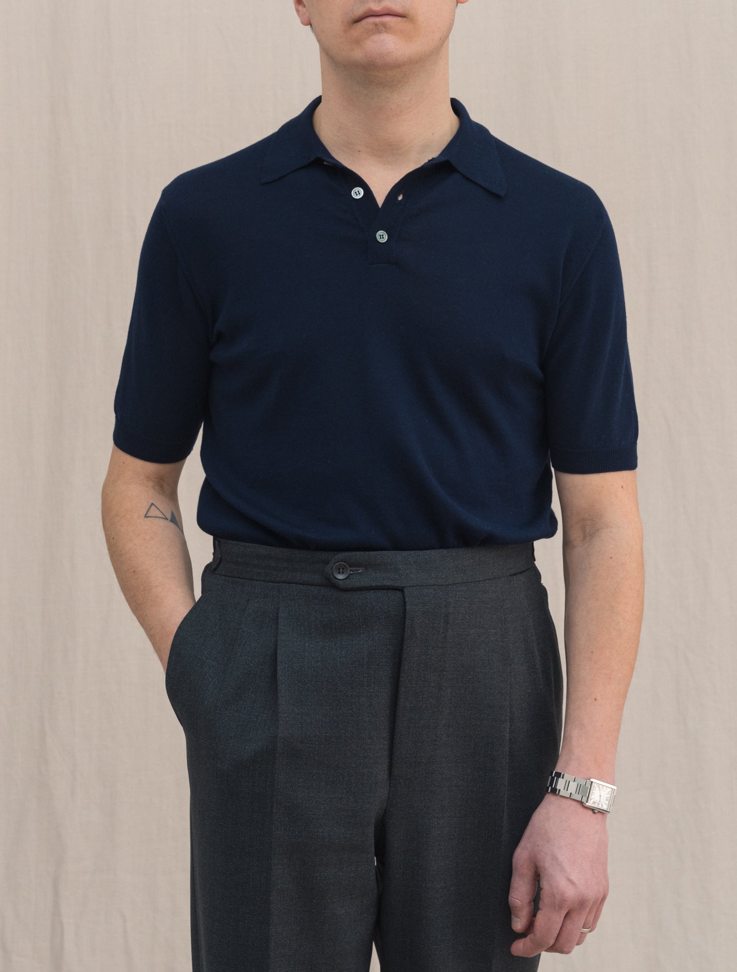 Short Sleeve Cotton Polo Shirt Navy Morgano Polo shirts 48