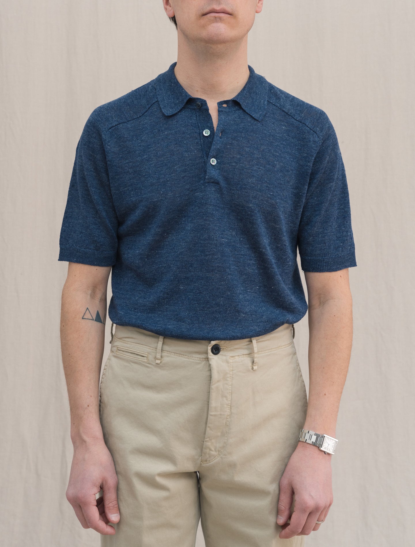 Short Sleeve Linen Polo Shirt Denim Morgano Polo shirts 46