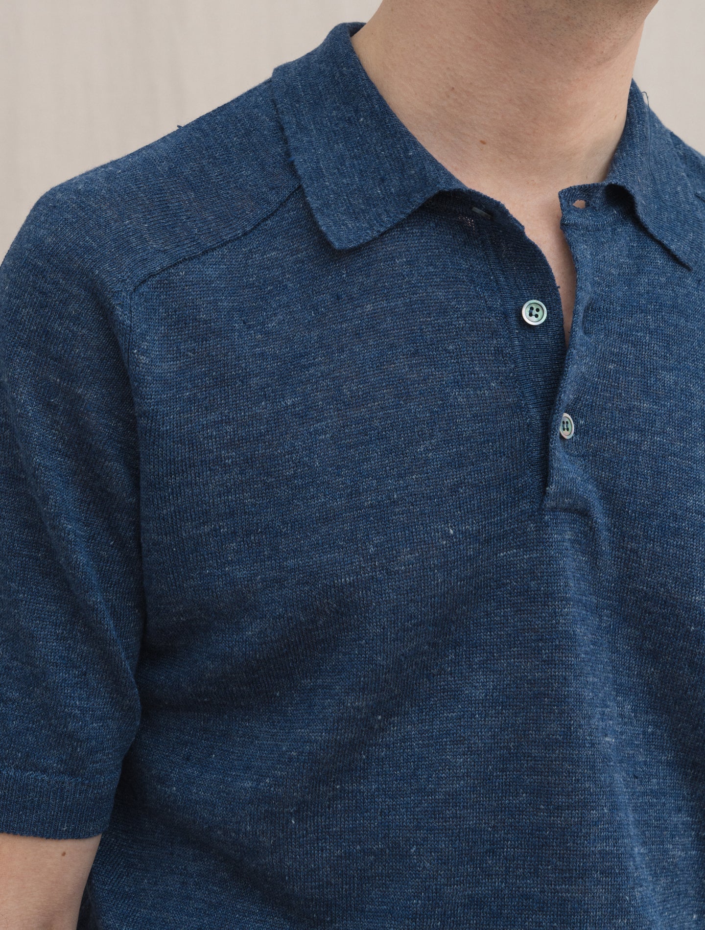 Short Sleeve Linen Polo Shirt Denim Morgano Polo shirts 46