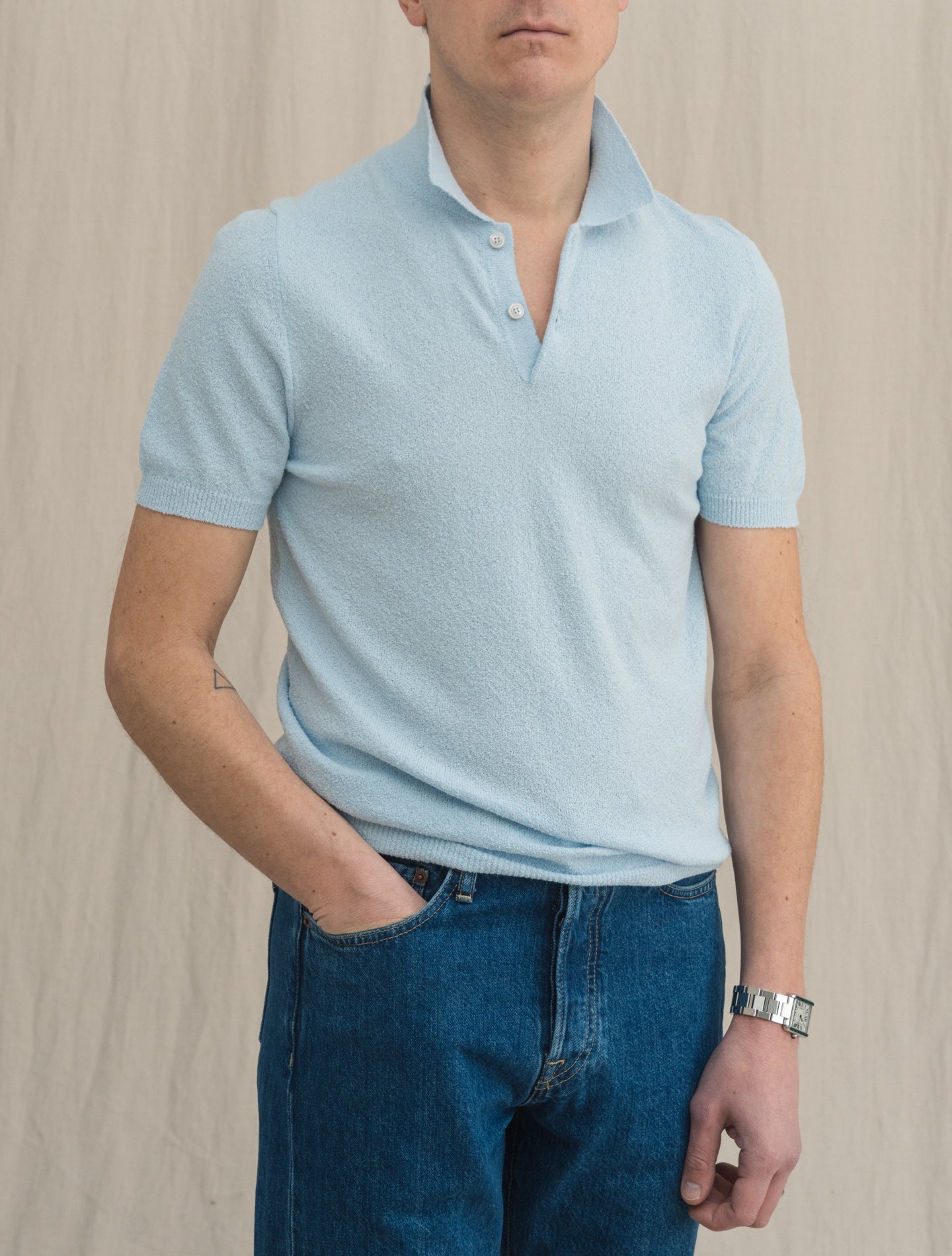 Short Sleeve Sponge Polo Shirt Light Blue Gabucci Polo shirts 48