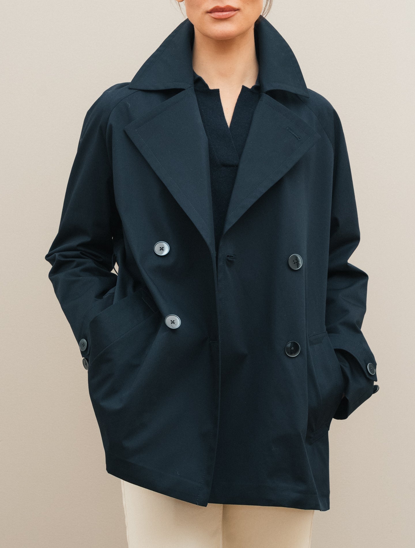 Short Trench Coat Navy Lardini Outerwear IT 38