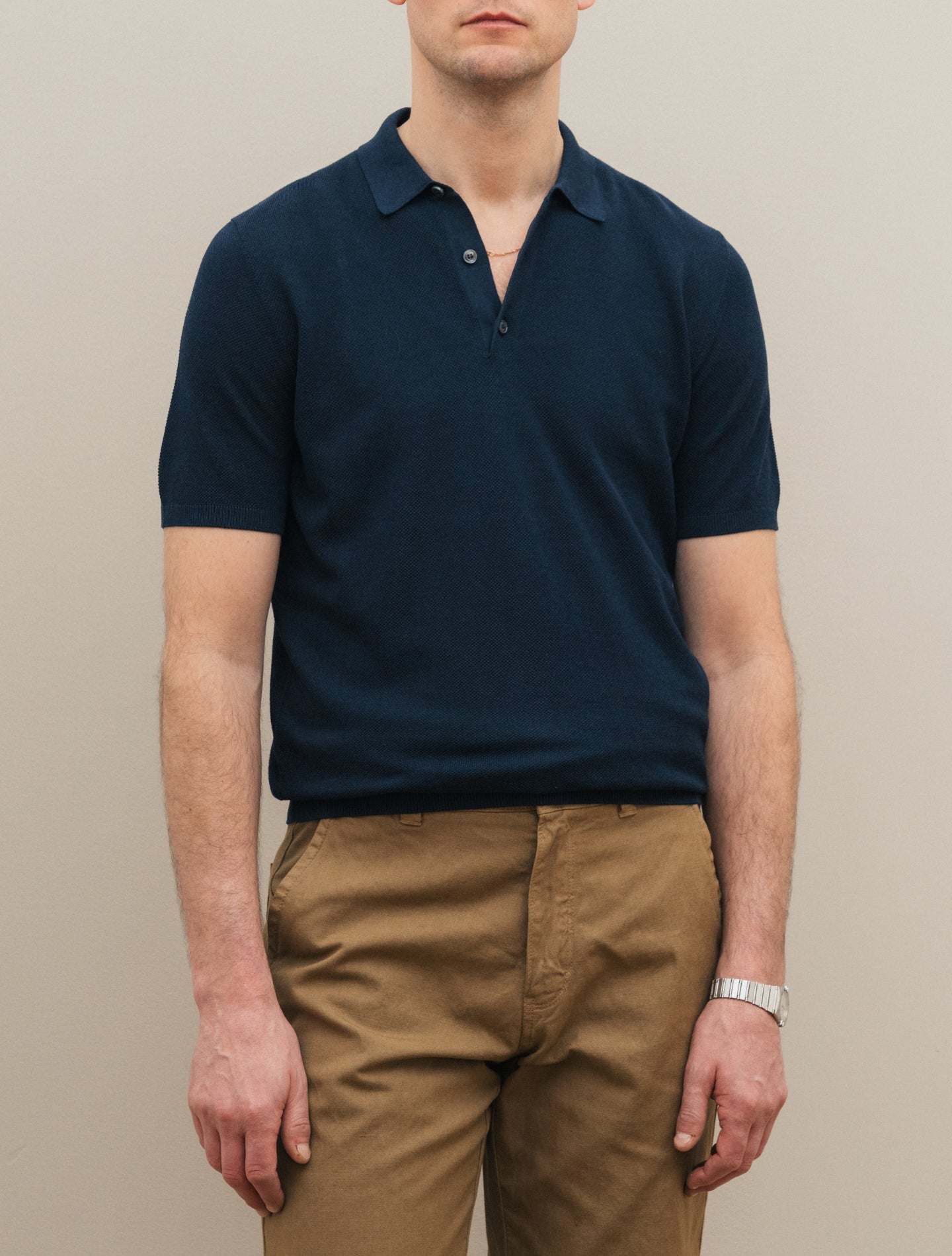 Silk Cotton Pike Polo Shirt Short Sleeve Navy Gabucci Polo shirts 48