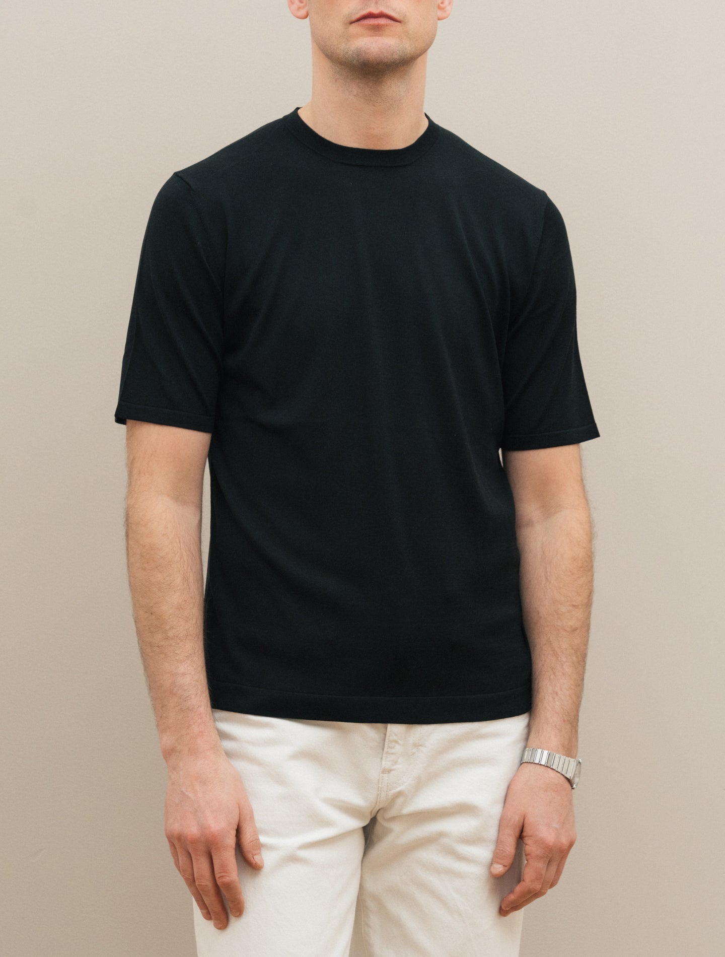 Silk Knitted T-shirt Black Morgano T-shirts 46