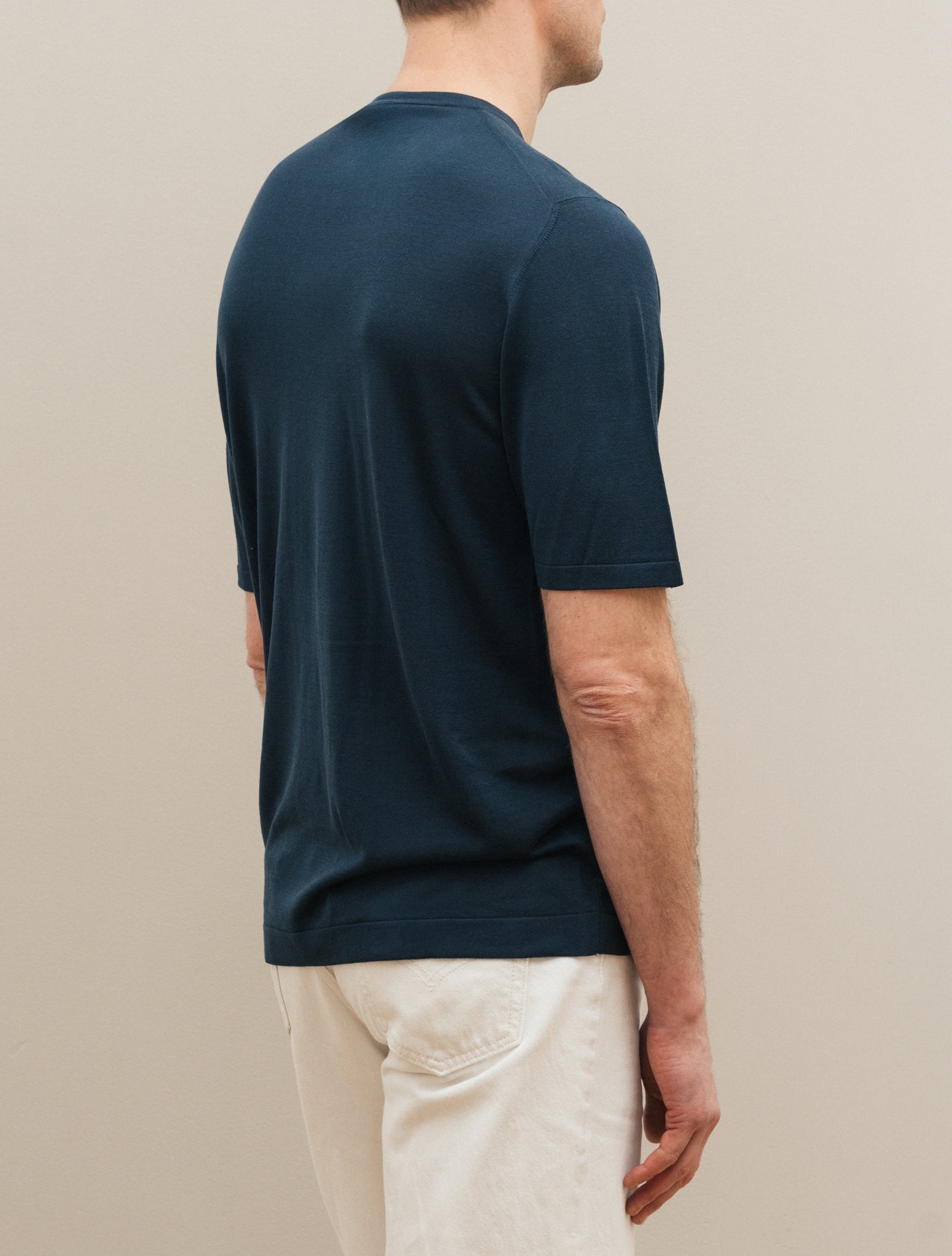 Silk Knitted T-shirt Navy Morgano T-shirts 46