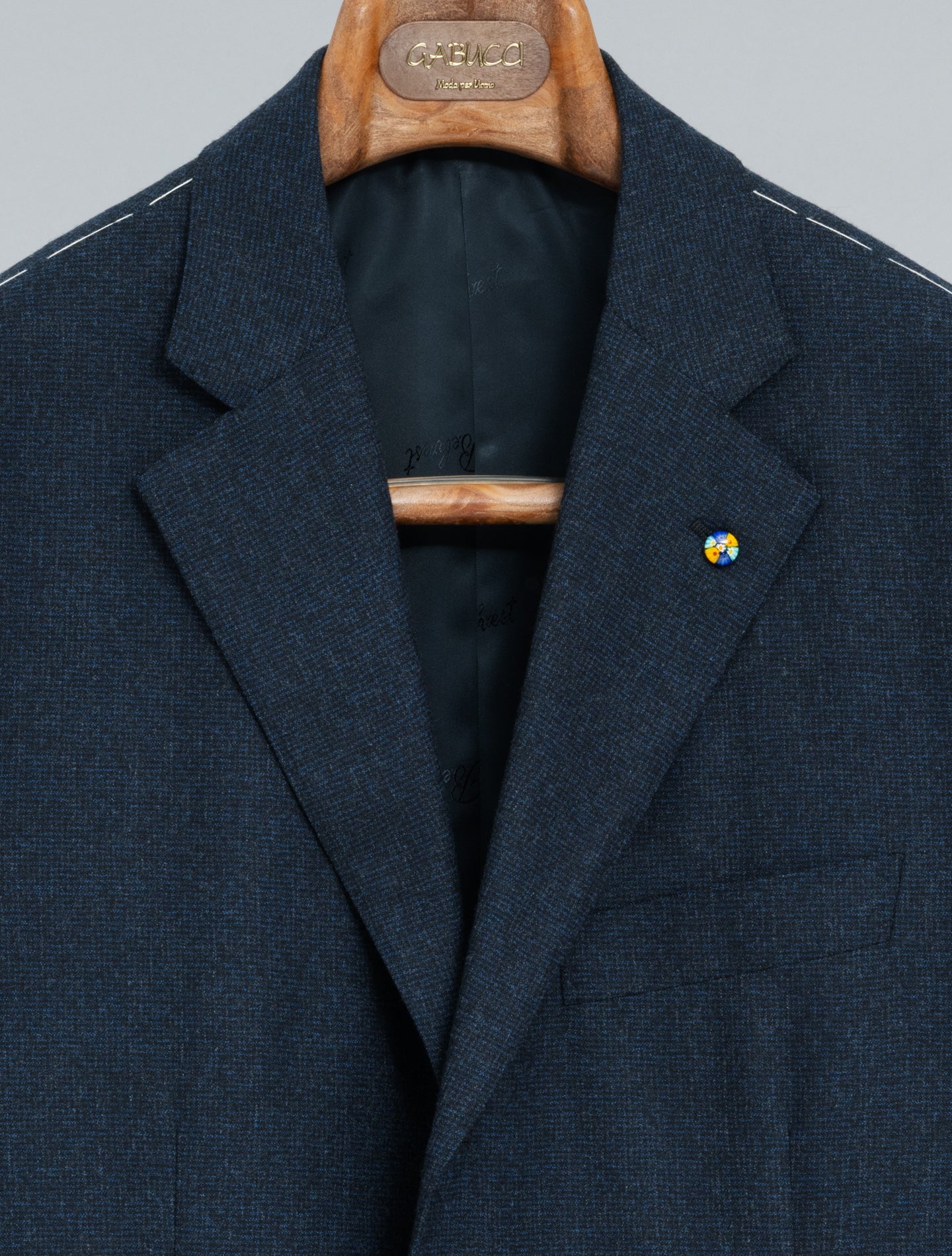 Singel Breasted s130 Wool Microcheck Suit Navy Belvest Suits 48