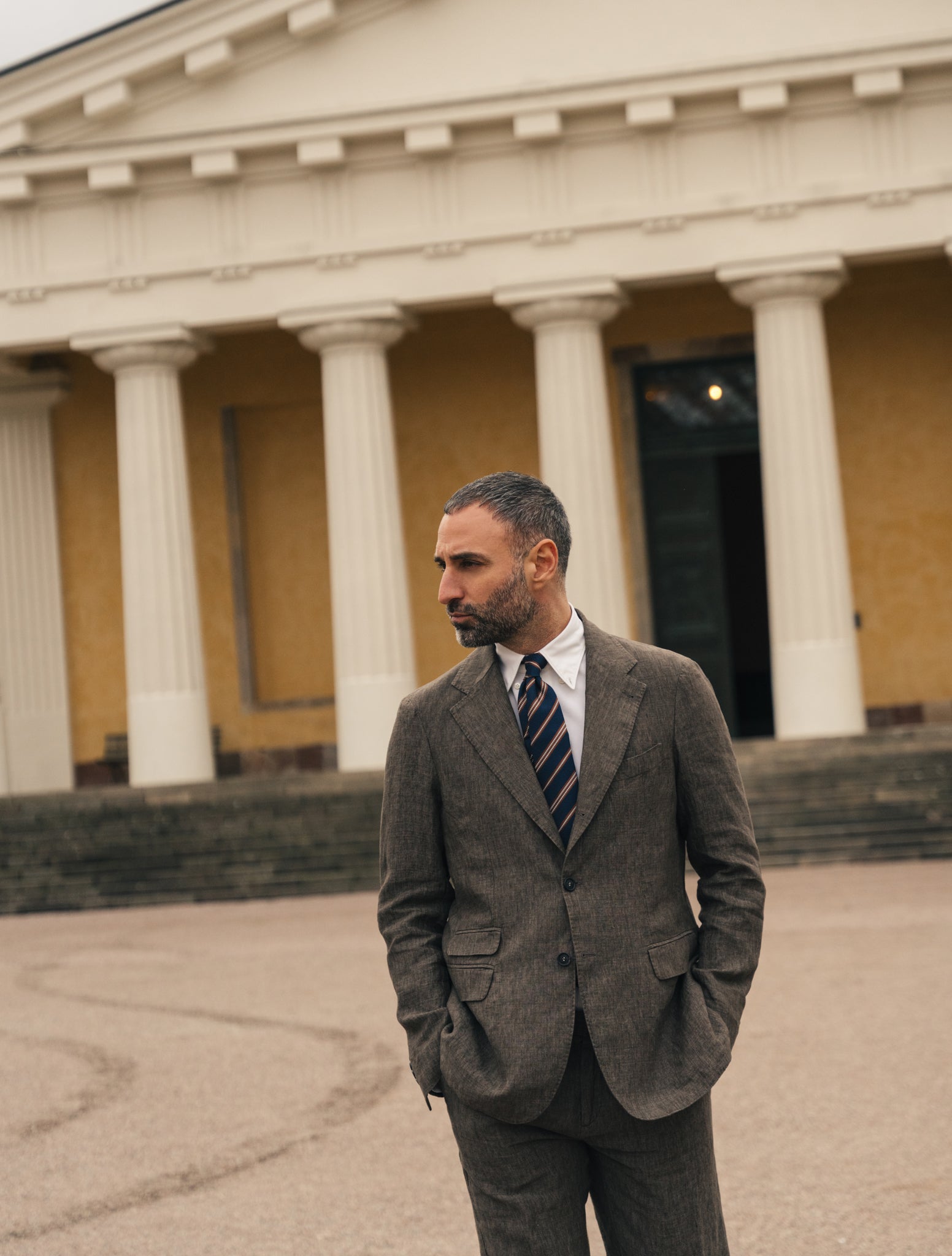 Single Breasted Catch2 Linen Jacket Brown Massimo Alba Jackets 46