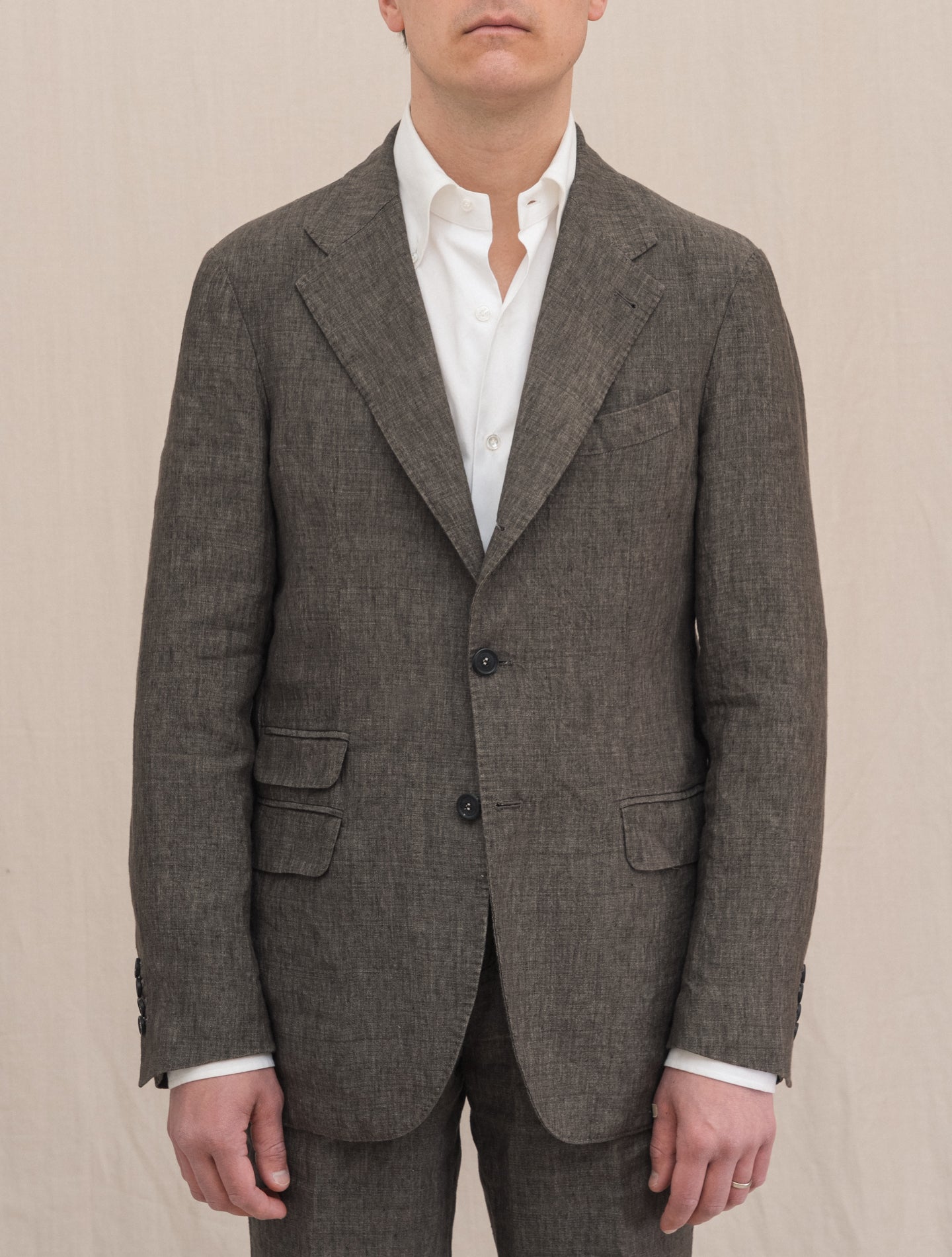 Single Breasted Catch2 Linen Jacket Brown Massimo Alba Jackets 46