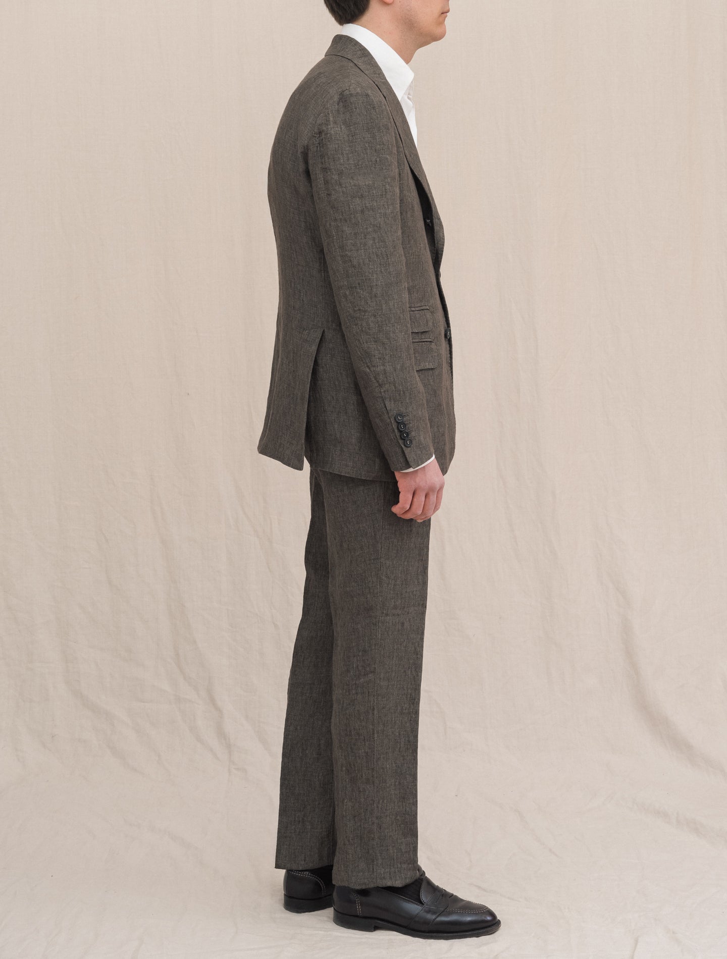 Single Breasted Catch2 Linen Jacket Brown Massimo Alba Jackets 46