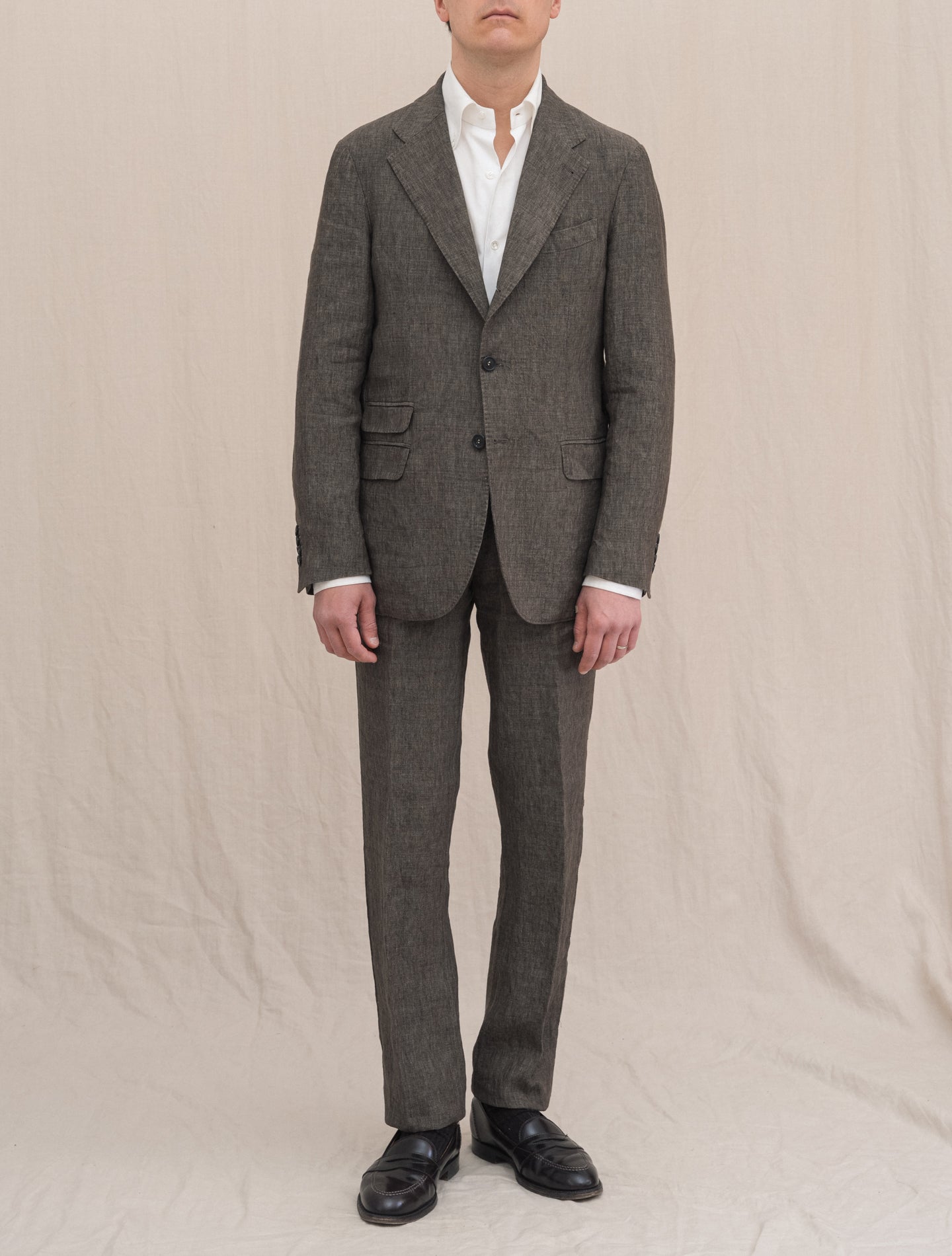 Single Breasted Catch2 Linen Jacket Brown Massimo Alba Jackets 46