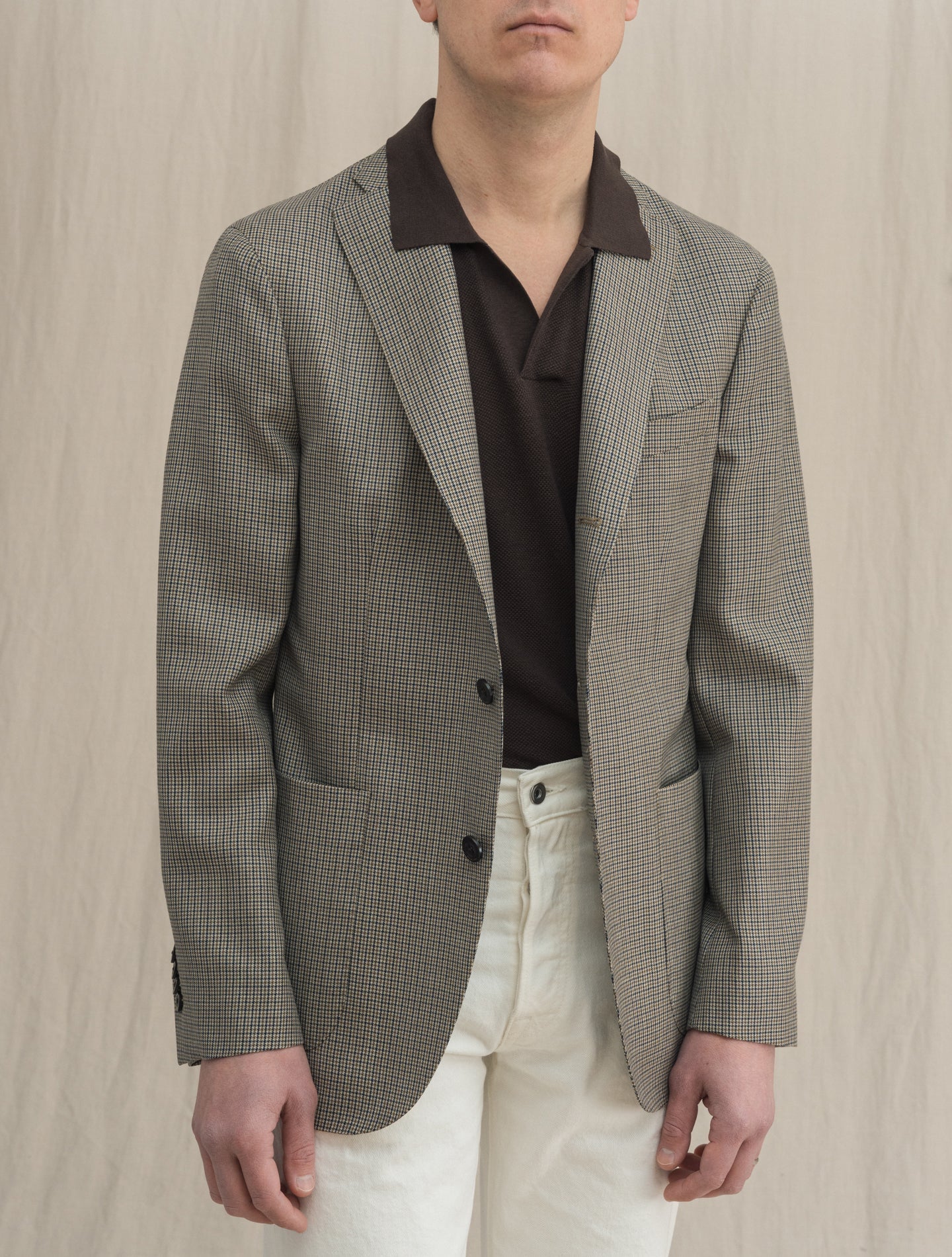 Single Breasted Checked Unconstructed K Jacket Beige Boglioli Jackets 48