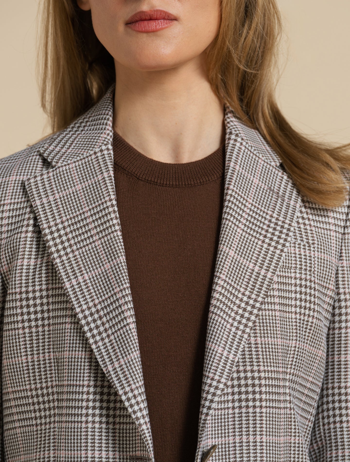 Single Breasted Glencheck Jacket Pink Lardini Jackets IT 38