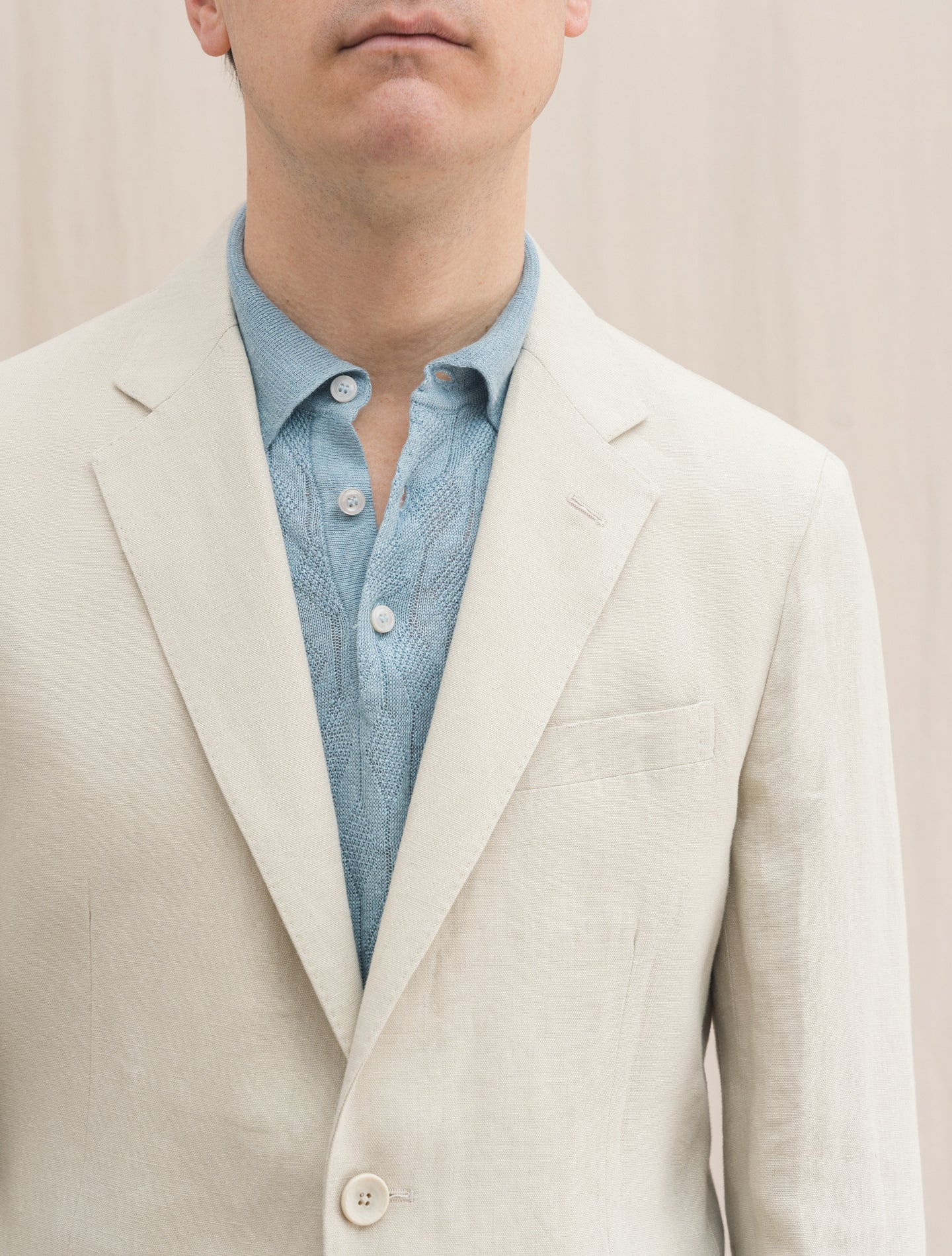 Single Breasted Heavy Linen Jacket Cream Lardini Jackets 48