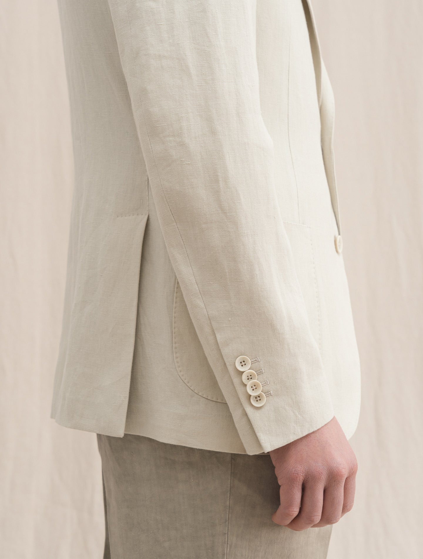 Single Breasted Heavy Linen Jacket Cream Lardini Jackets 48