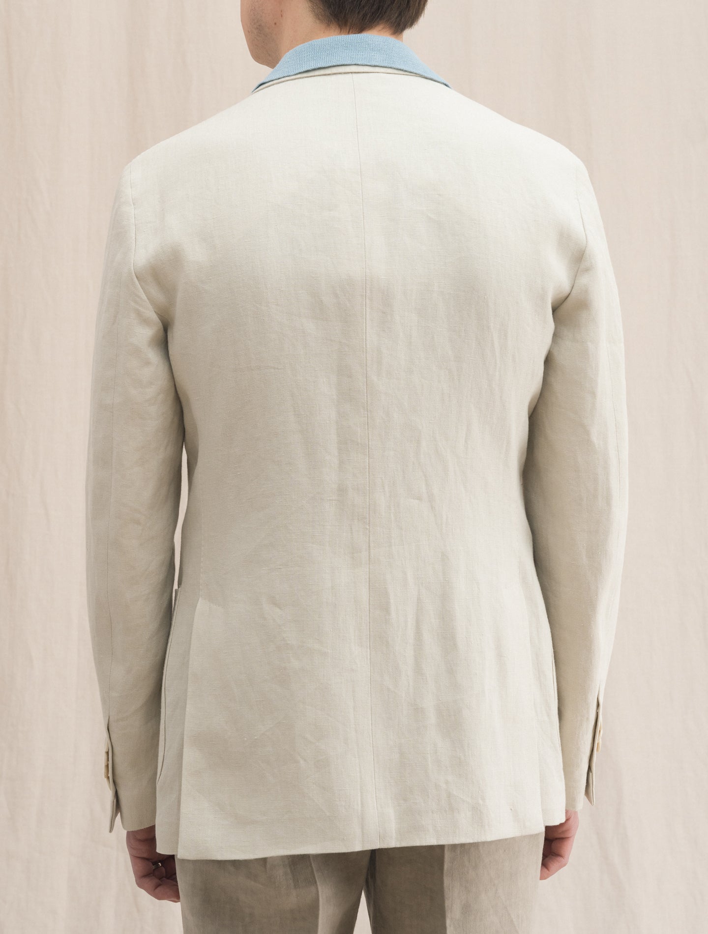 Single Breasted Heavy Linen Jacket Cream Lardini Jackets 48