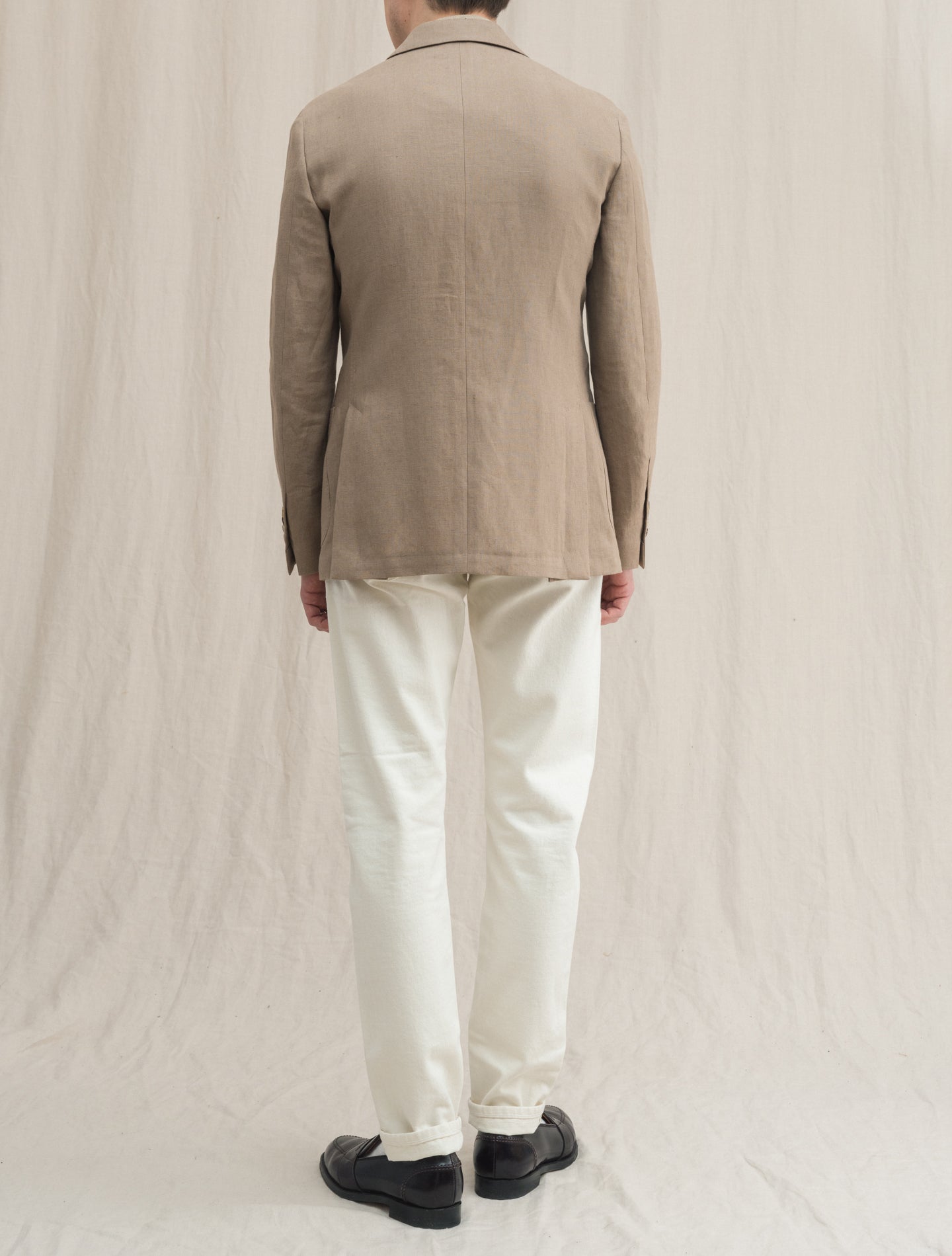 Single Breasted Heavy Linen Jacket Tan Lardini Jackets 48
