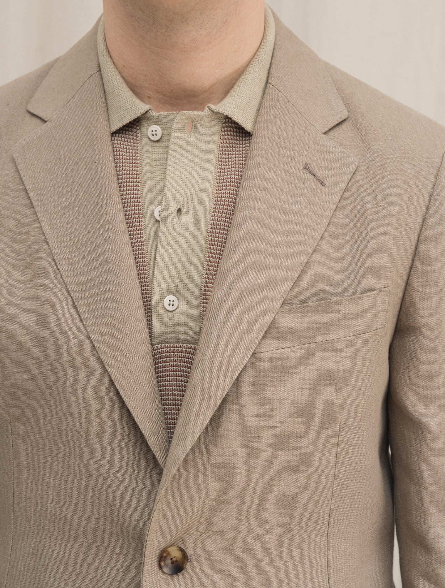 Single Breasted Heavy Linen Jacket Tan Lardini Jackets 48