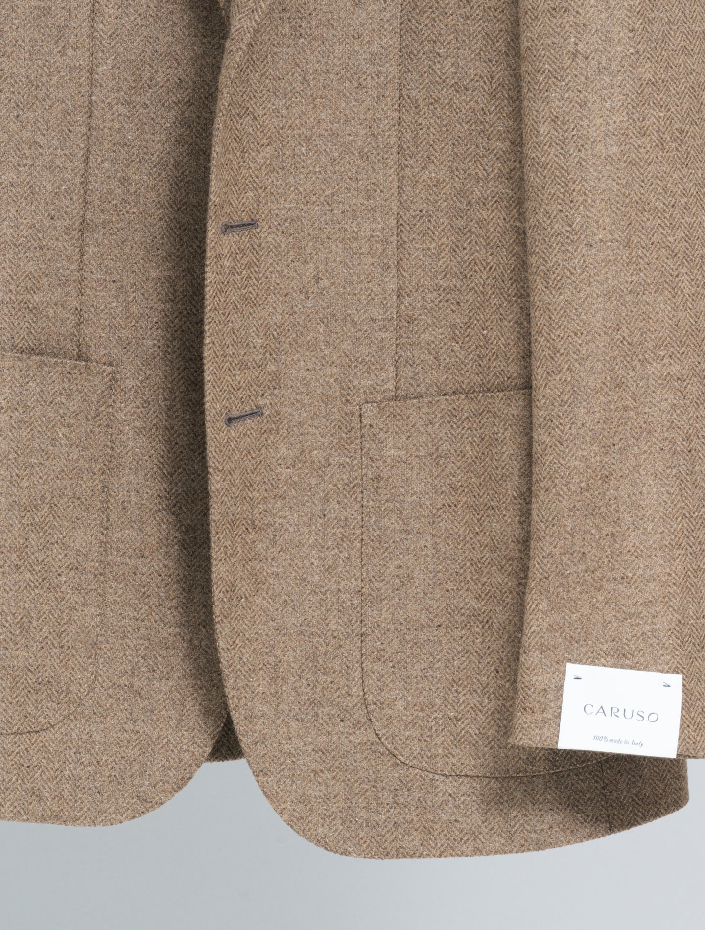 Single Breasted Herringbone Wool Cashmere Jacket Beige Caruso Jackets 48